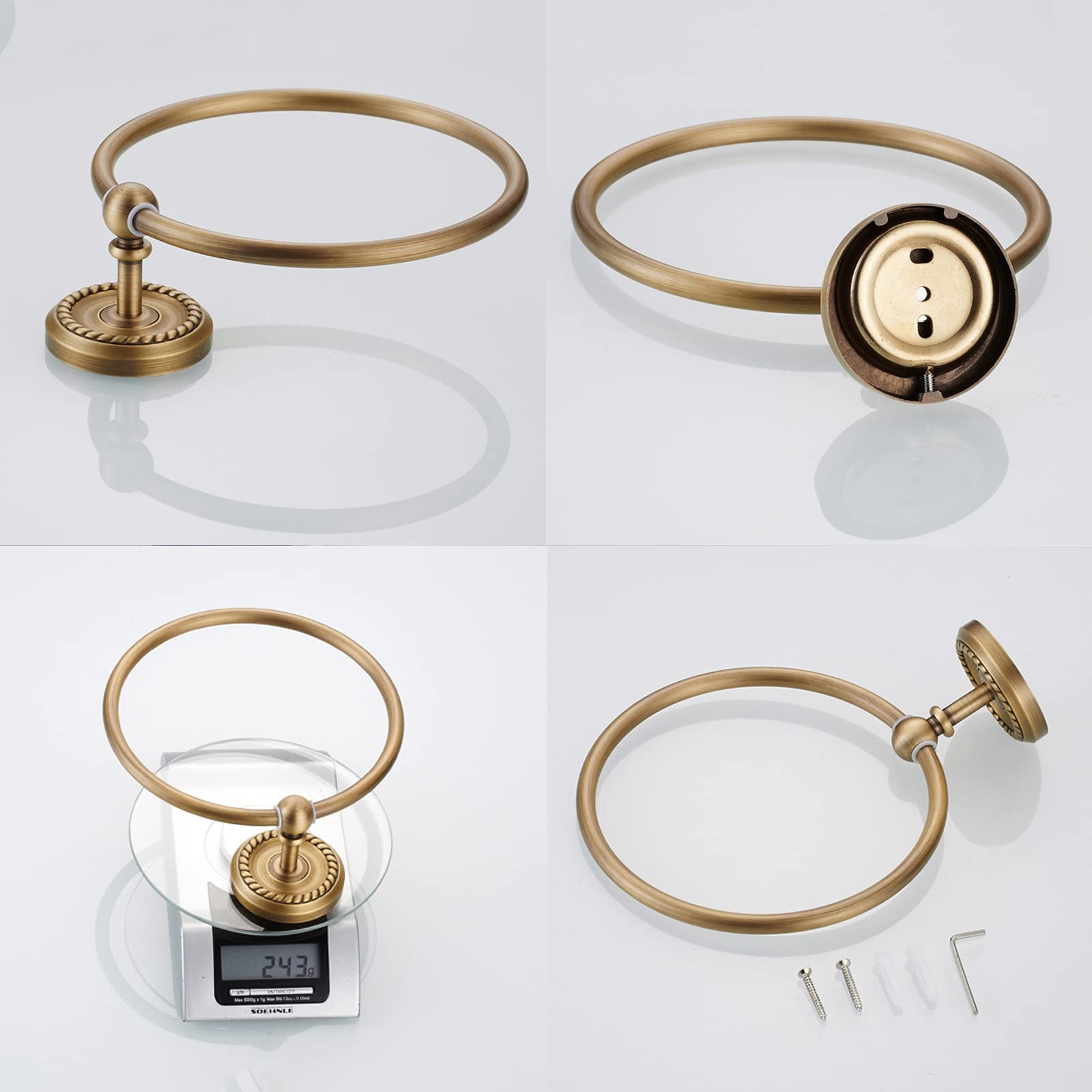 4-Piece Bathroom Hardware Set - Antique Brass 23.6