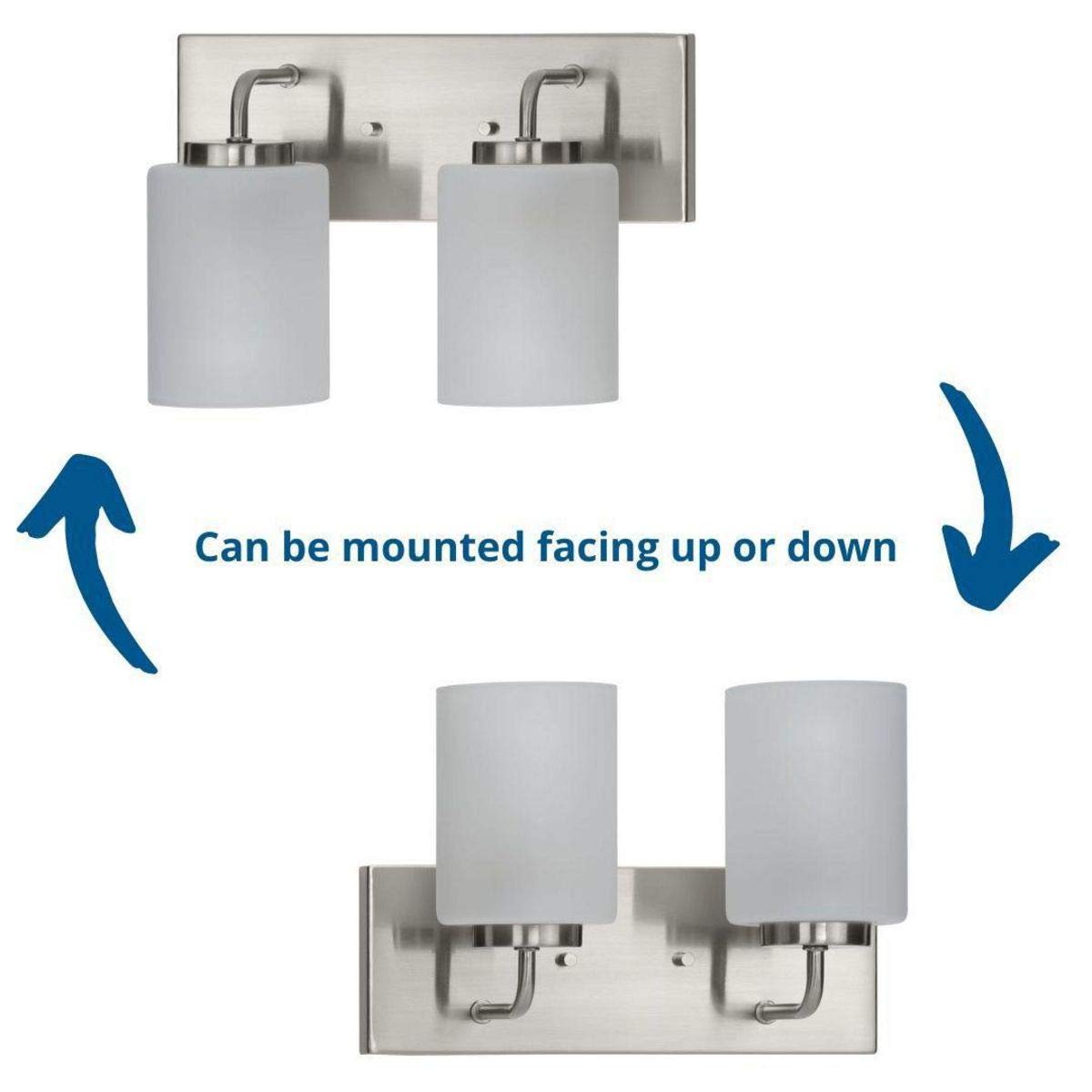 Progress Lighting Merry Collection 2-Light Brushed Nickel Bathroom Vanity Light with Etched Glass Shades - Perfect for Modern Bathroom, Powder Room, and Dressing Area Lighting