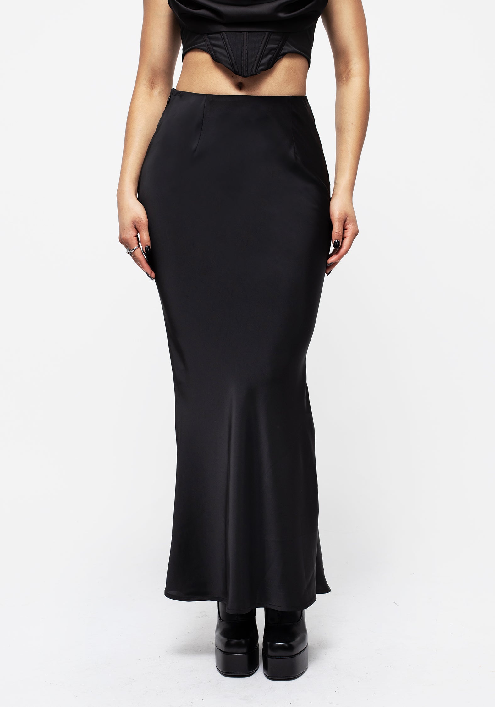 Lorelei Satin Maxi Slip Skirt for Women - Elegant High Waist Long Skirt with Slit | Perfect for Weddings, Parties & Evening Events