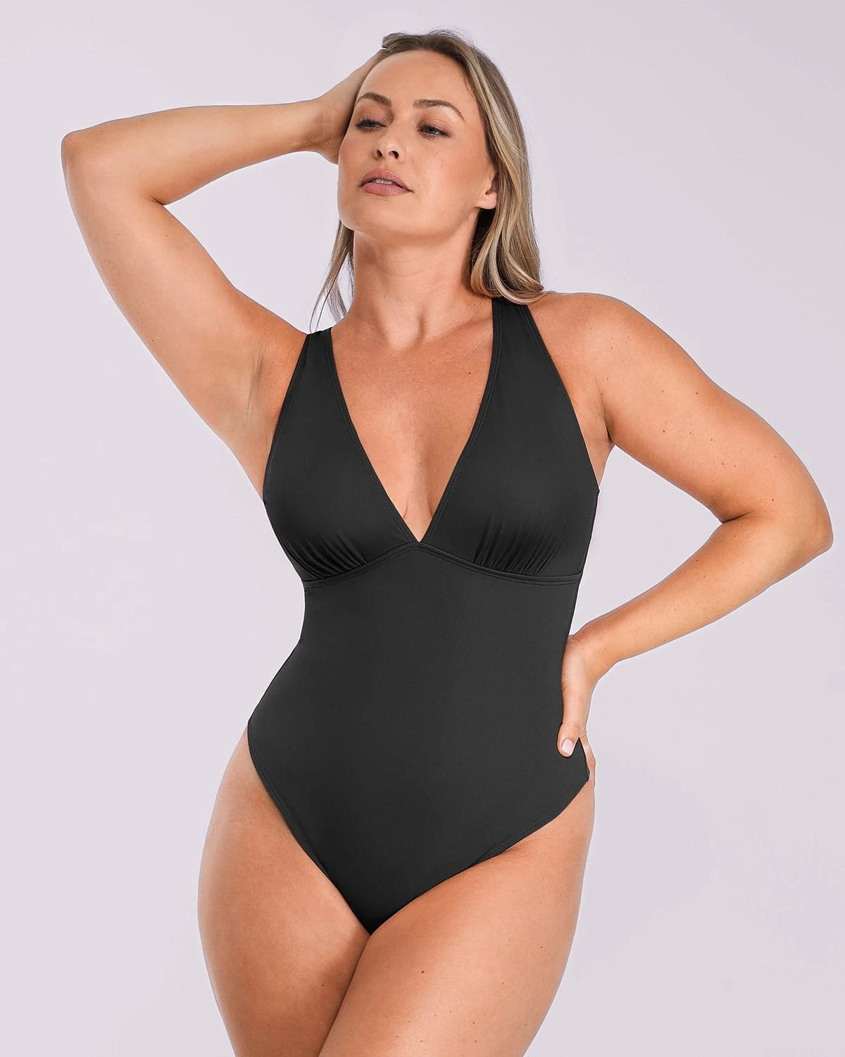 AirSlim® Deep V Neck Cross Back Shaping Bodysuit - Slimming Shapewear for Women | Perfect for Dresses, Tops & Everyday Wear