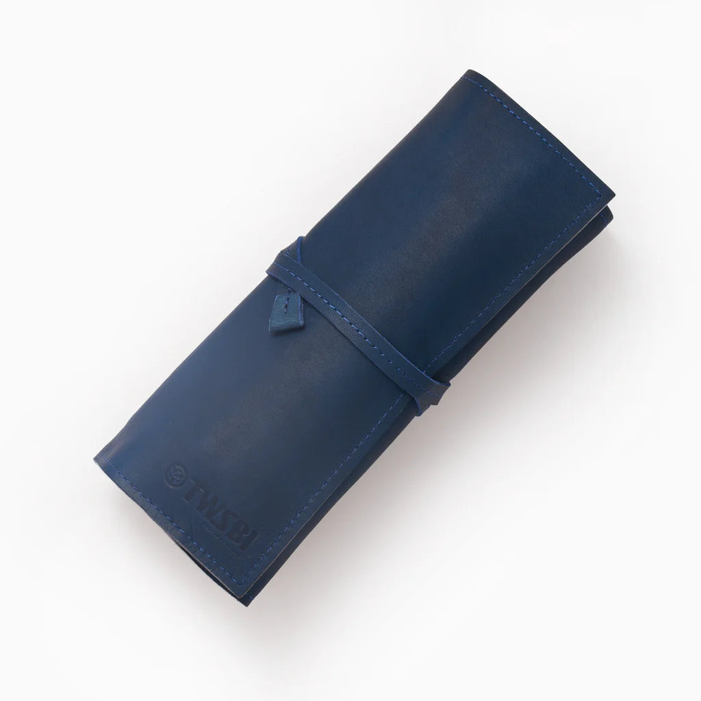 TWSBI Midnight Blue Leather Roll Case for Fountain Pens - Premium Pouch for Writing Instruments, Ideal for Office, School, and Travel Use