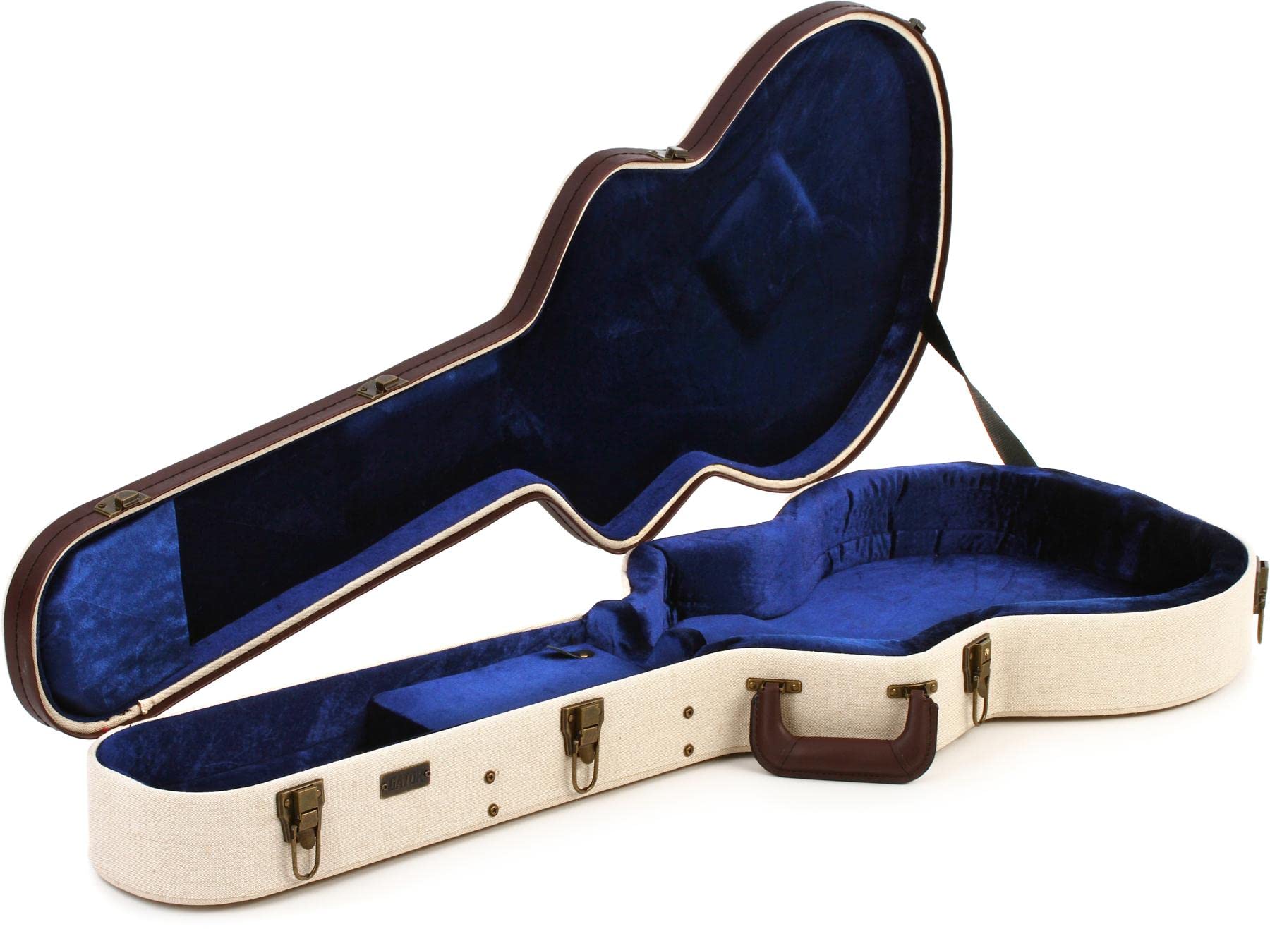 Gator Journeyman Deluxe Wood Case for Semi-Hollowbody Guitars - Durable Protection for Gibson ES-335, Epiphone Casino & Jazz Guitar Storage | Perfect for Touring Musicians & Home Use