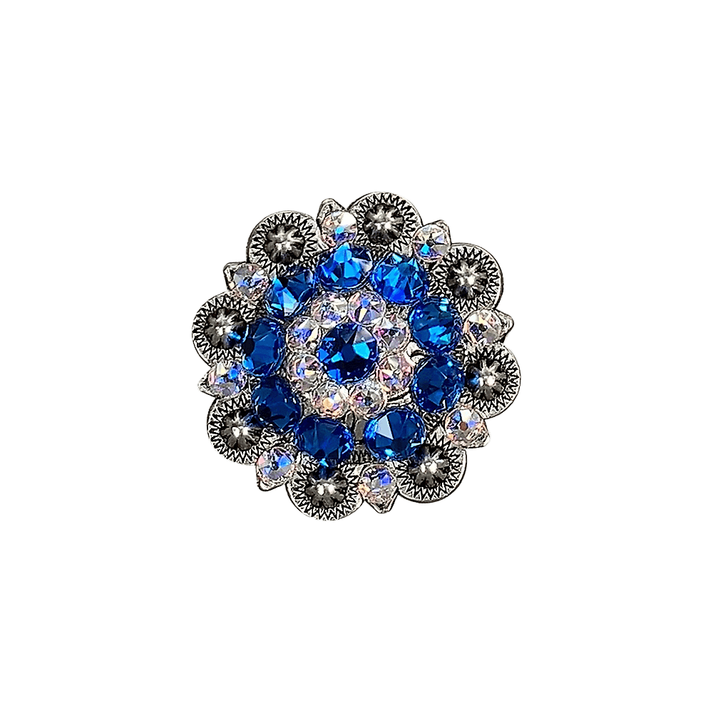 Antique Silver 1.5 Inch European Crystal Concho Belt Buckle for Western Wear & Boho Jewelry - Perfect for Cowboy Boots, Handbags & Leather Craft Accessories