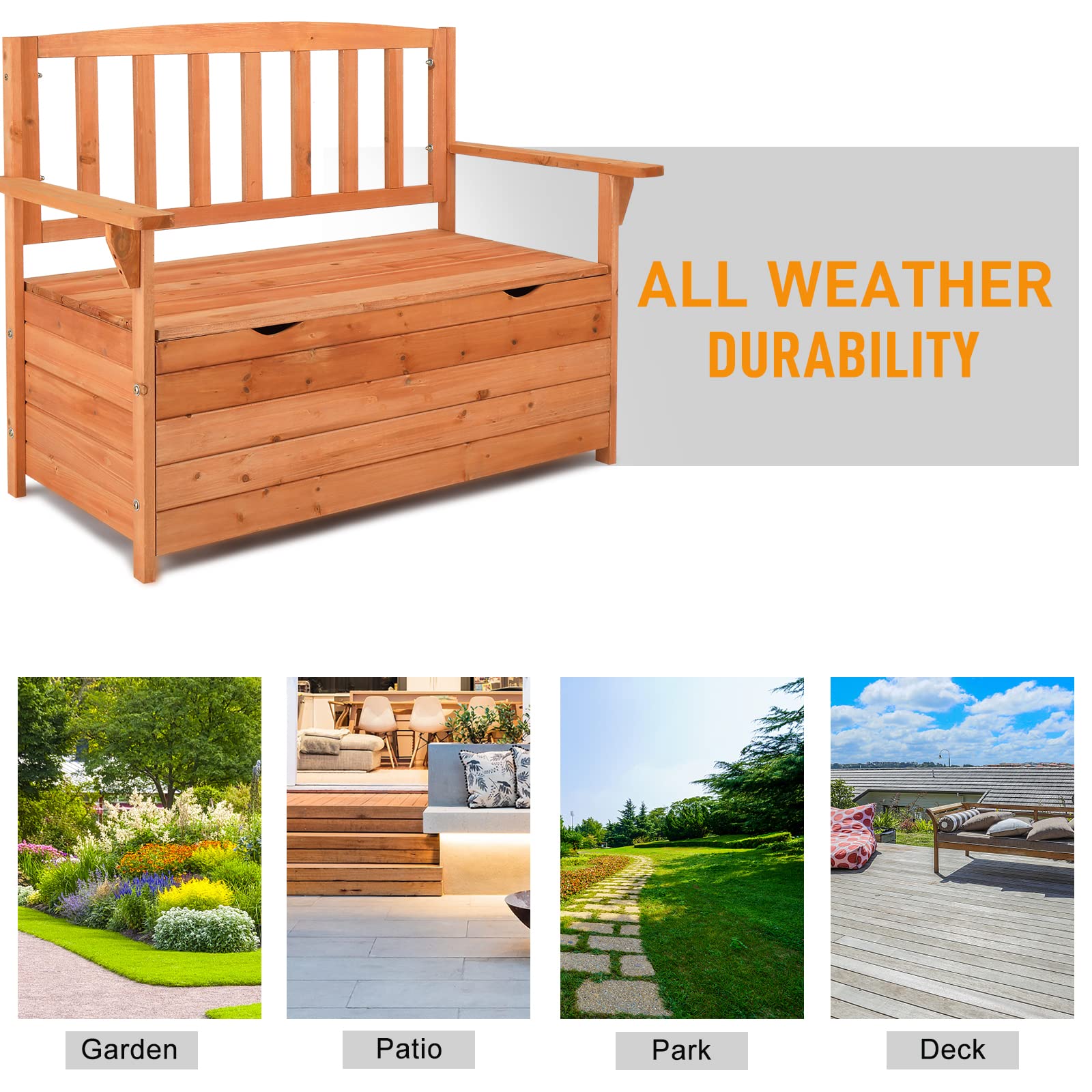 Waterproof Outdoor Storage Bench with Seat - 44