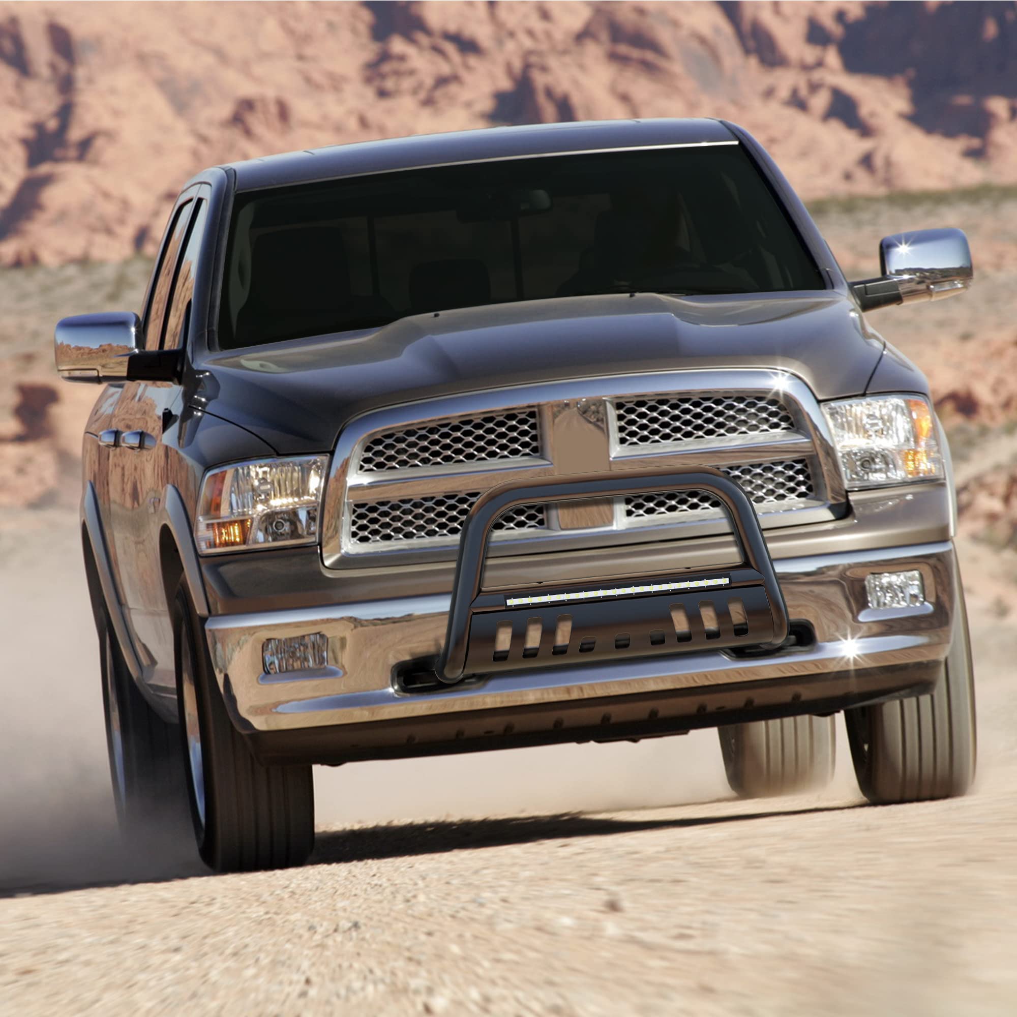 YITAMOTOR Bull Bar with LED Light Bar for 2009-2023 Dodge RAM 1500 (Excluding Rebel Sport) | 3