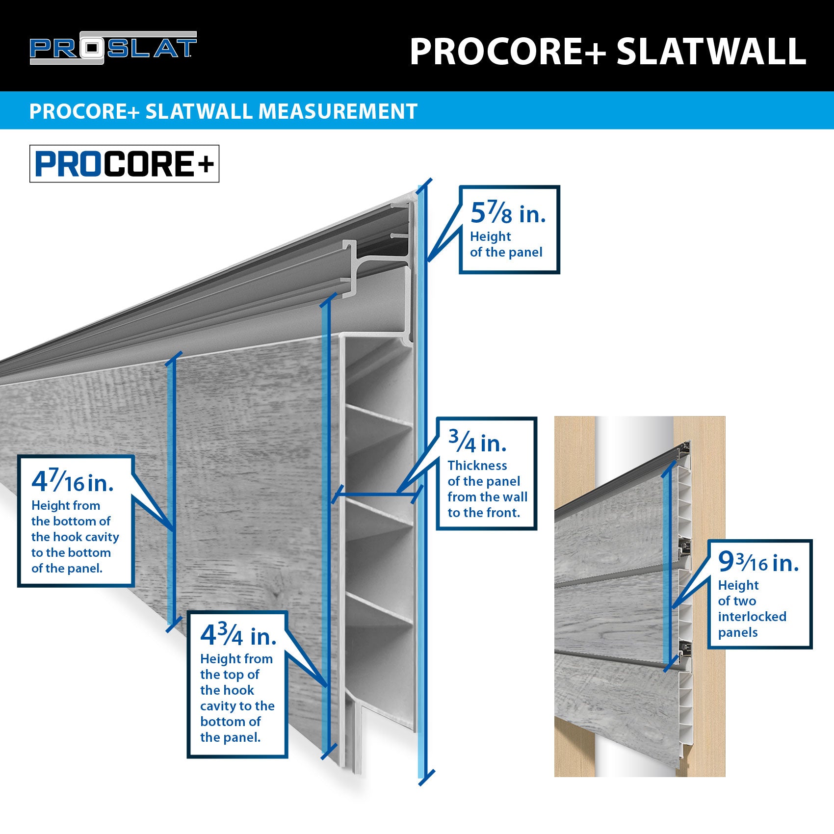 Procore+ Gray Wood Slatwall Mini Bundle - Wall Organizer for Retail Displays & Home Storage - Perfect for Stores, Garages, and Office Organization