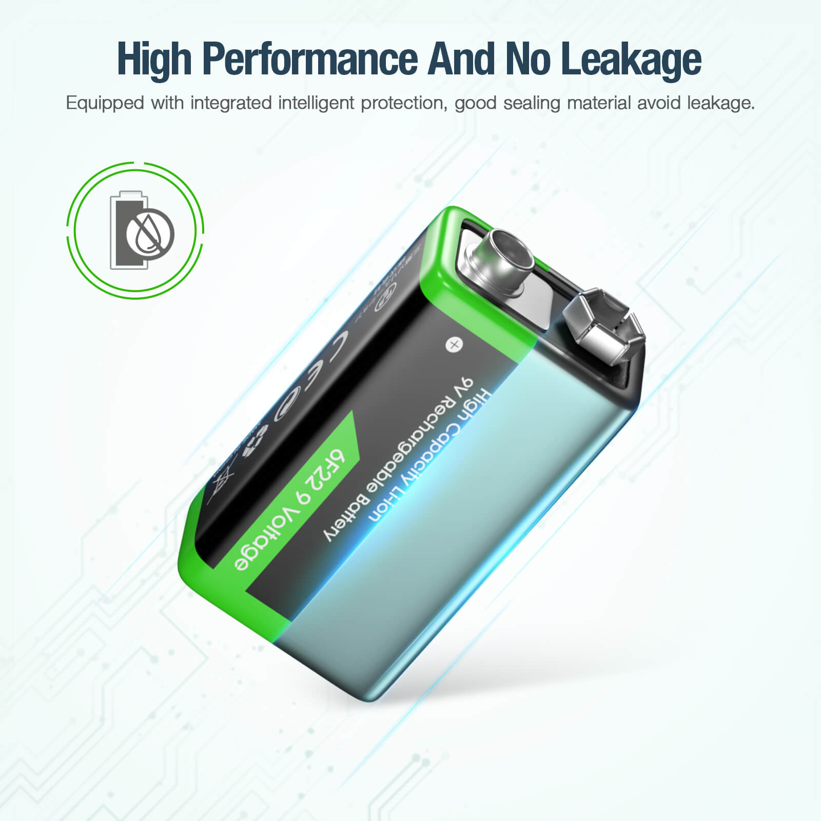 HiQuick 9V Lithium Ion Rechargeable Batteries 600mAh - Long Lasting Power for Smoke Detectors, Guitar Pedals & Medical Devices