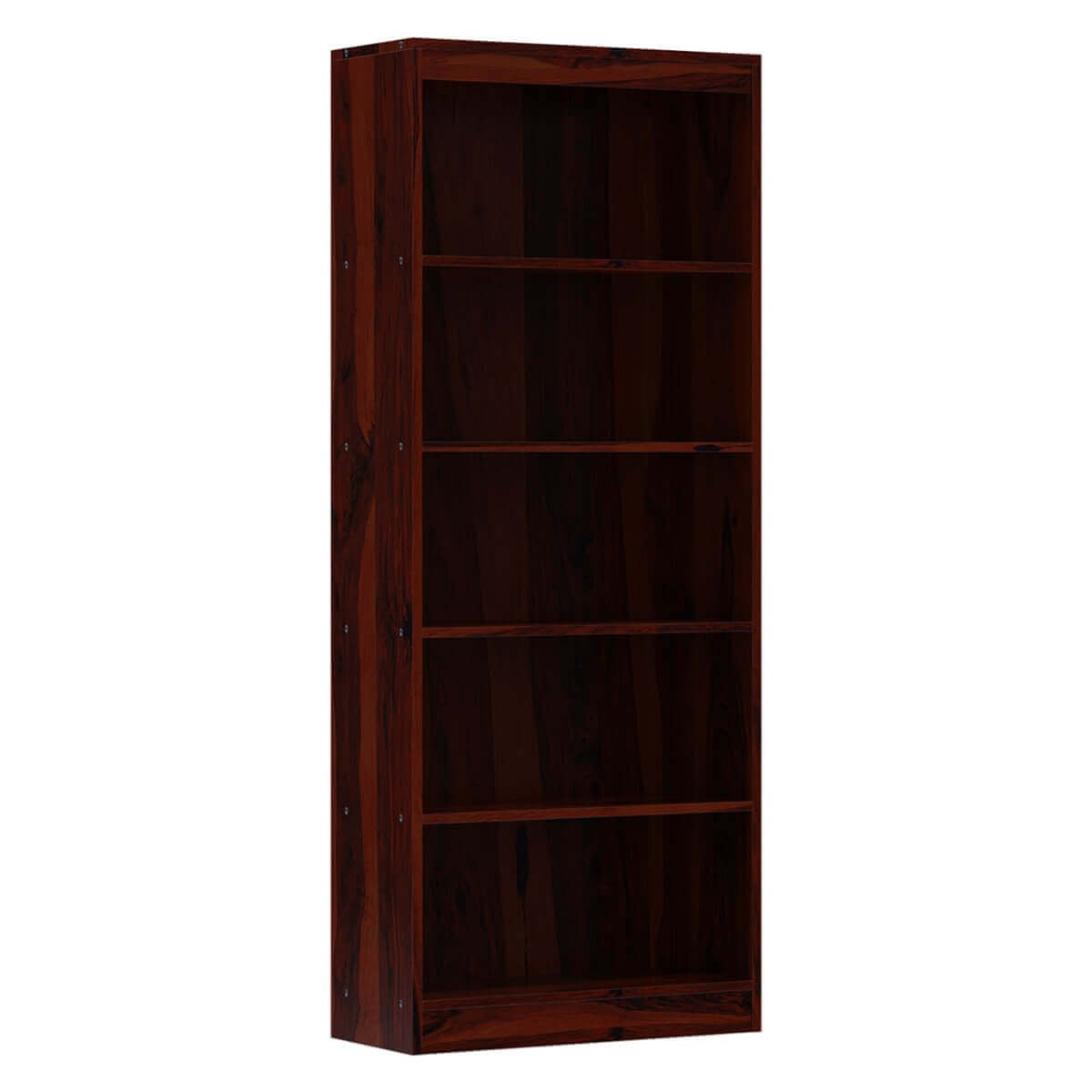 Solid Wood 5-Tier Open Shelf Bookcase - Rustic Style Home Office Bookshelf for Living Room, Bedroom & Study Organization