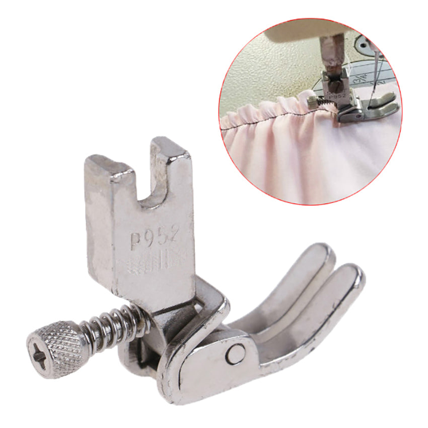 Adjustable Gathering Foot with Spring Adjustor for Sewing Machines - Perfect for Ruffles, Pleats & Fabric Gathering in DIY & Professional Sewing Projects