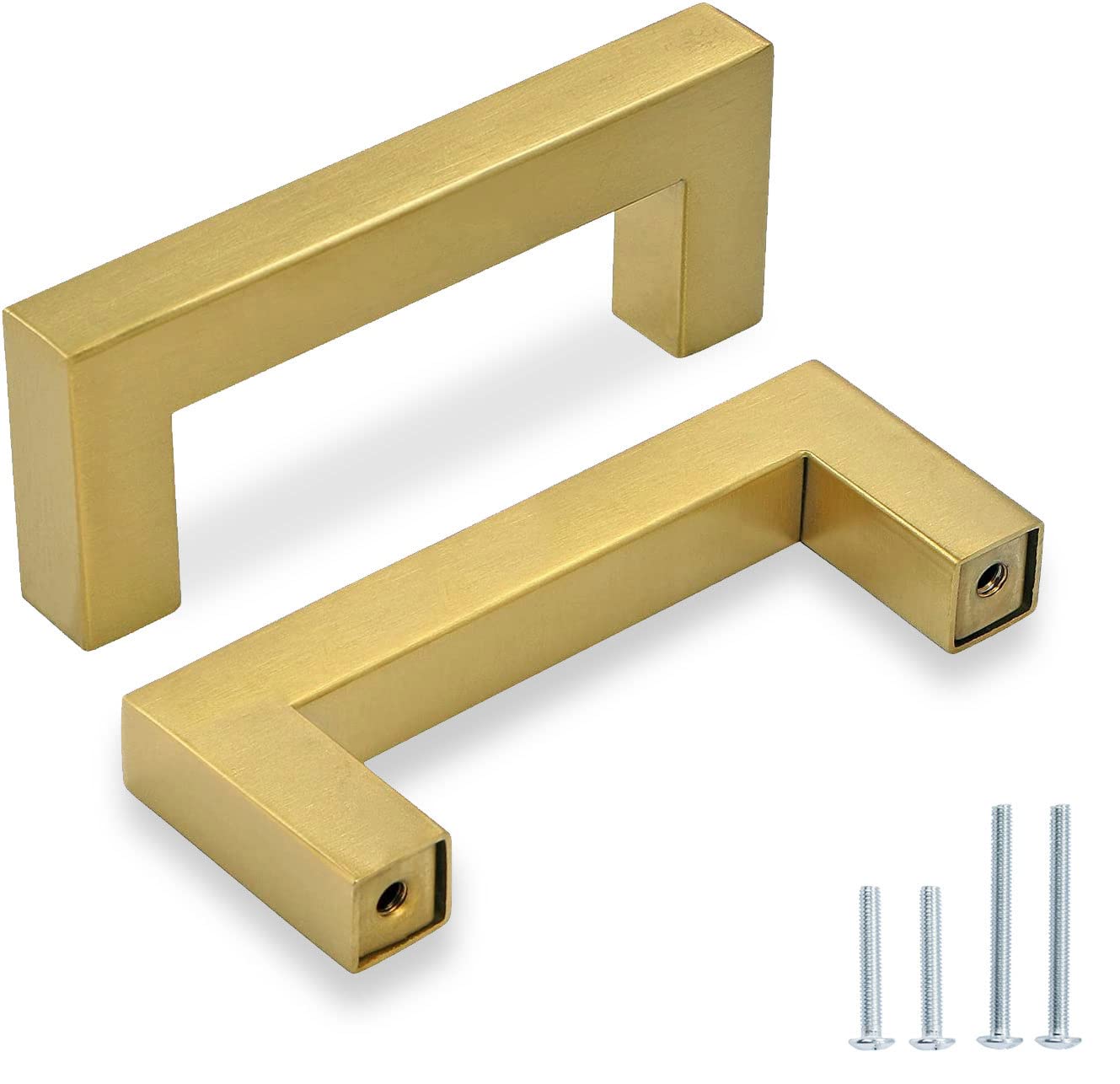 50 Pack Gold Cabinet Pulls - Brushed Brass Drawer Handles for Kitchen Cabinets, Dressers & Furniture - 3 Inch Hole Spacing | Modern Hardware for Home Renovation & DIY Projects