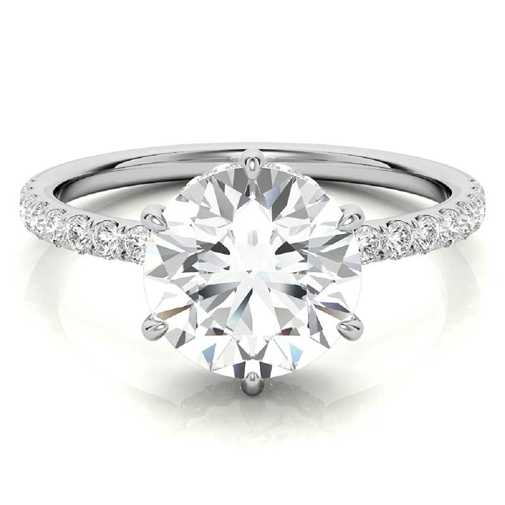 2.50 Carat Round Cut Colorless Moissanite Engagement Ring for Women - Solid Gold & Sterling Silver Wedding Bridal Set, Vintage Diamond Anniversary Jewelry - Perfect for Proposals, Weddings & Special Occasions