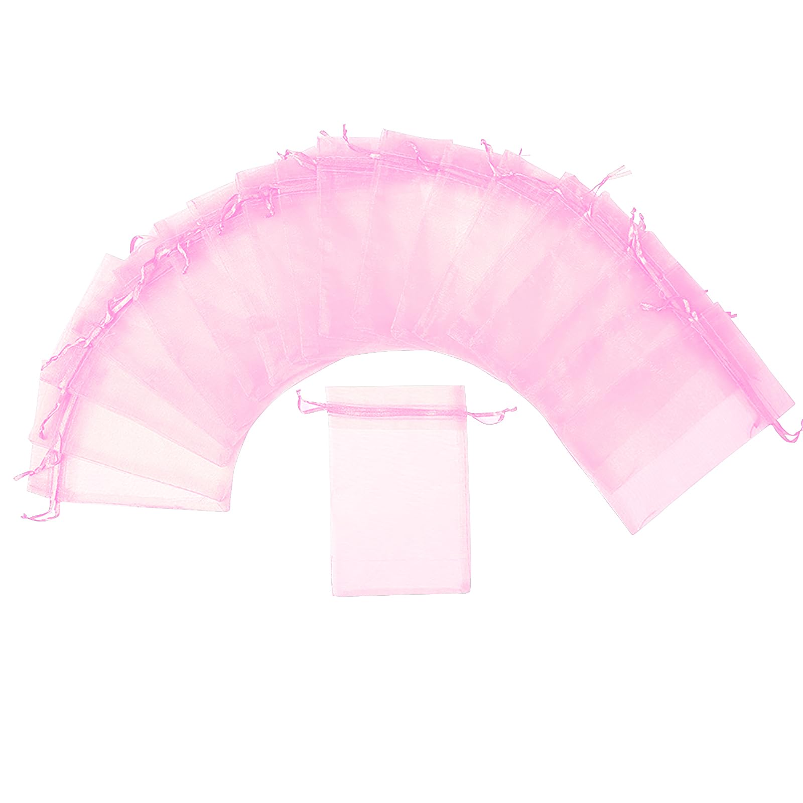 Stratalife 50PCS Pink 5x7 Organza Drawstring Bags - Jewelry, Candy, Favor Pouches for Baby Showers, Weddings & Parties | Reusable Mesh Gift Bags for Chocolate, Party Favors & Small Gifts