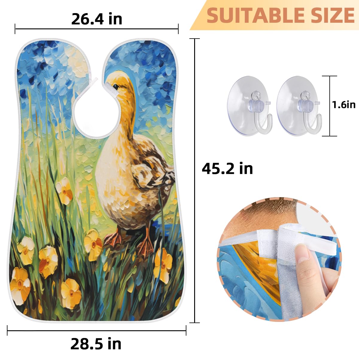 **Men's Waterproof Beard Shaving Bib & Hair Dye Apron - Floral Duck Print Barber Cape for Grooming, Makeup & Haircuts - Sink Hair Catcher & Beard Trimming Accessory - Perfect for Home Salon, Barbershops & DIY Styling**