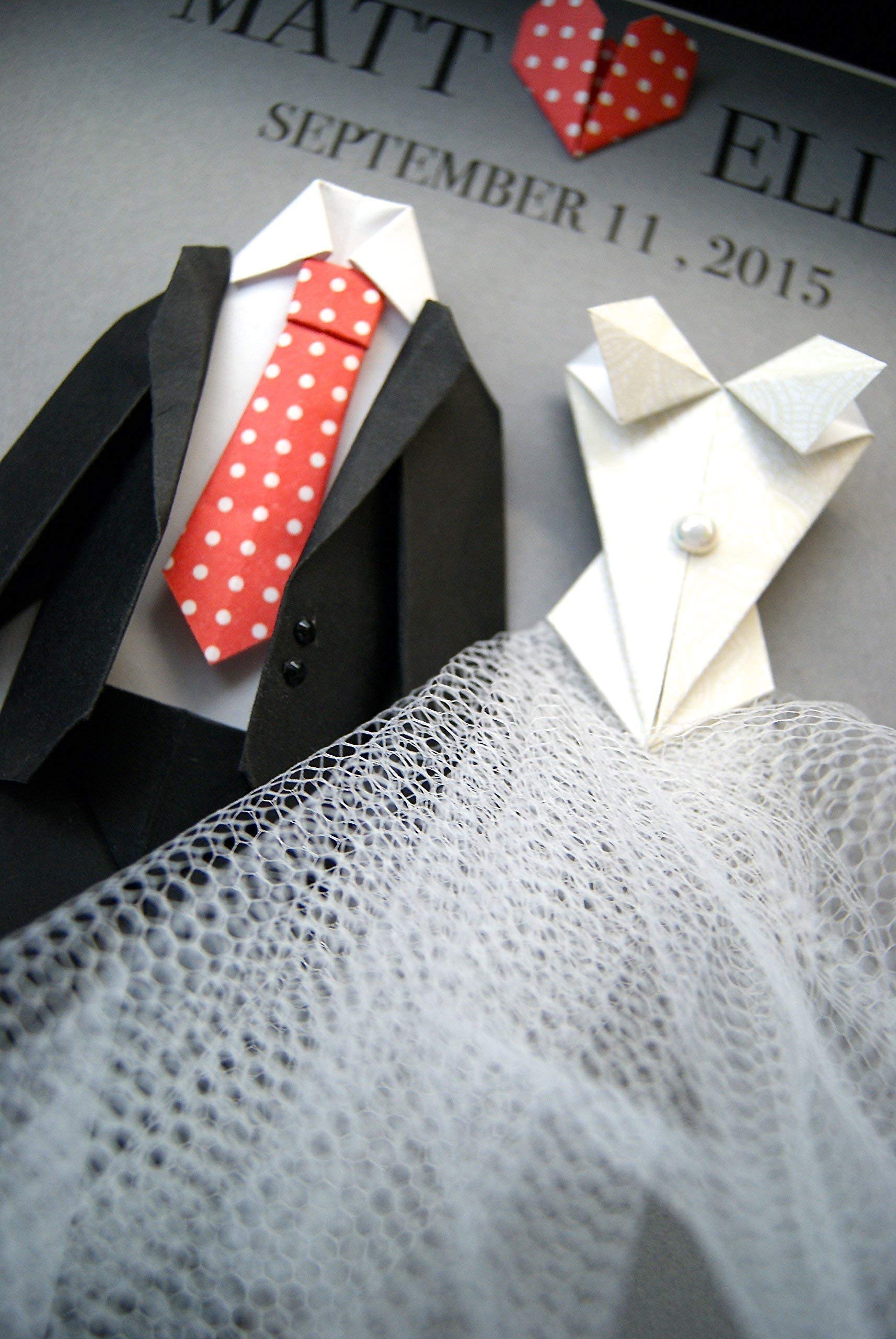 Personalized Wedding Frame - Custom Bride & Groom Origami Wall Art for Engagement, First Anniversary & Bridal Shower Gifts | Perfect for Home Decor, Wedding Party Favors & Romantic Gift Ideas