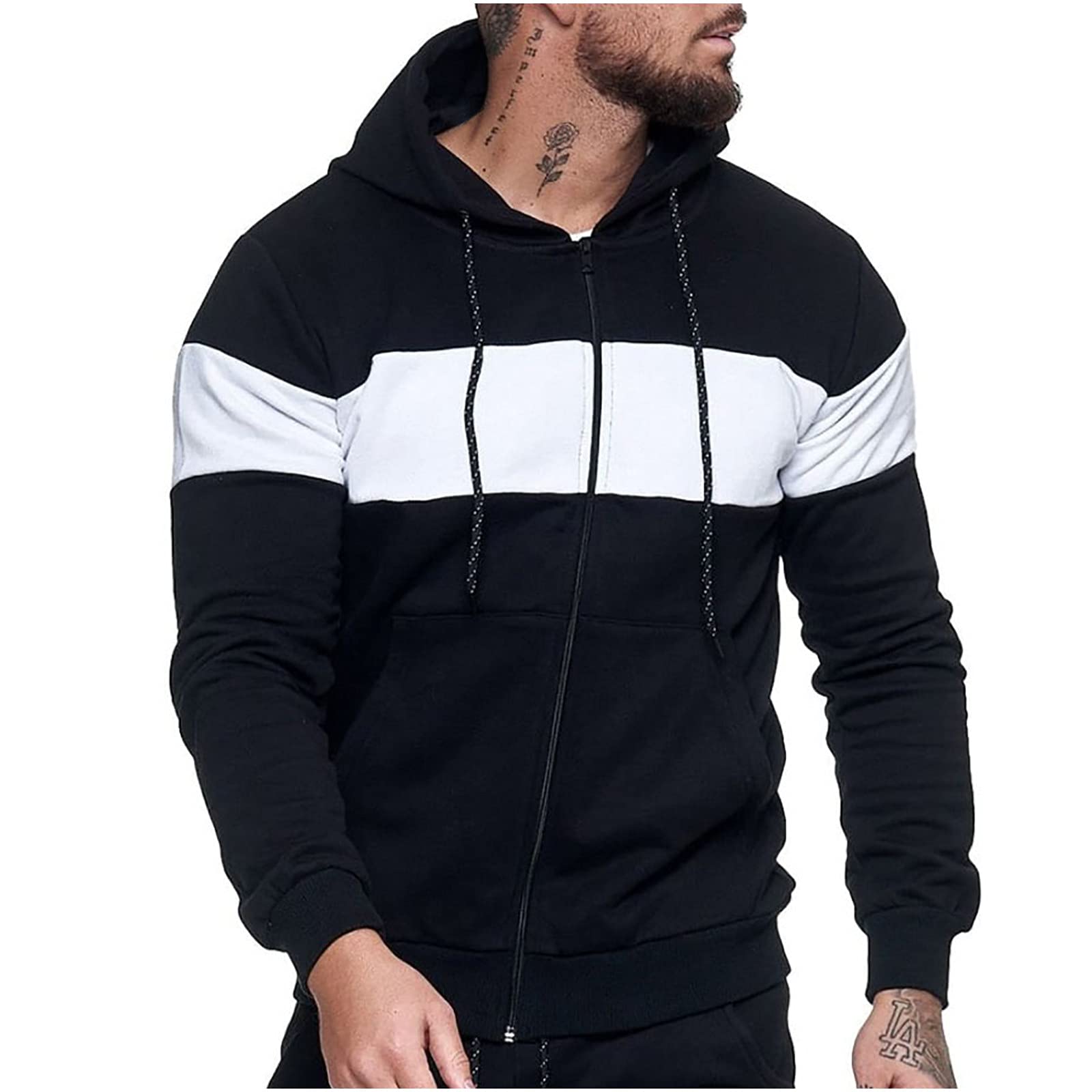 Men's Color Block Hoodie - Stylish Pullover Sweatshirt for Casual & Sports Wear | Perfect for Gym, Running, and Everyday Outfits