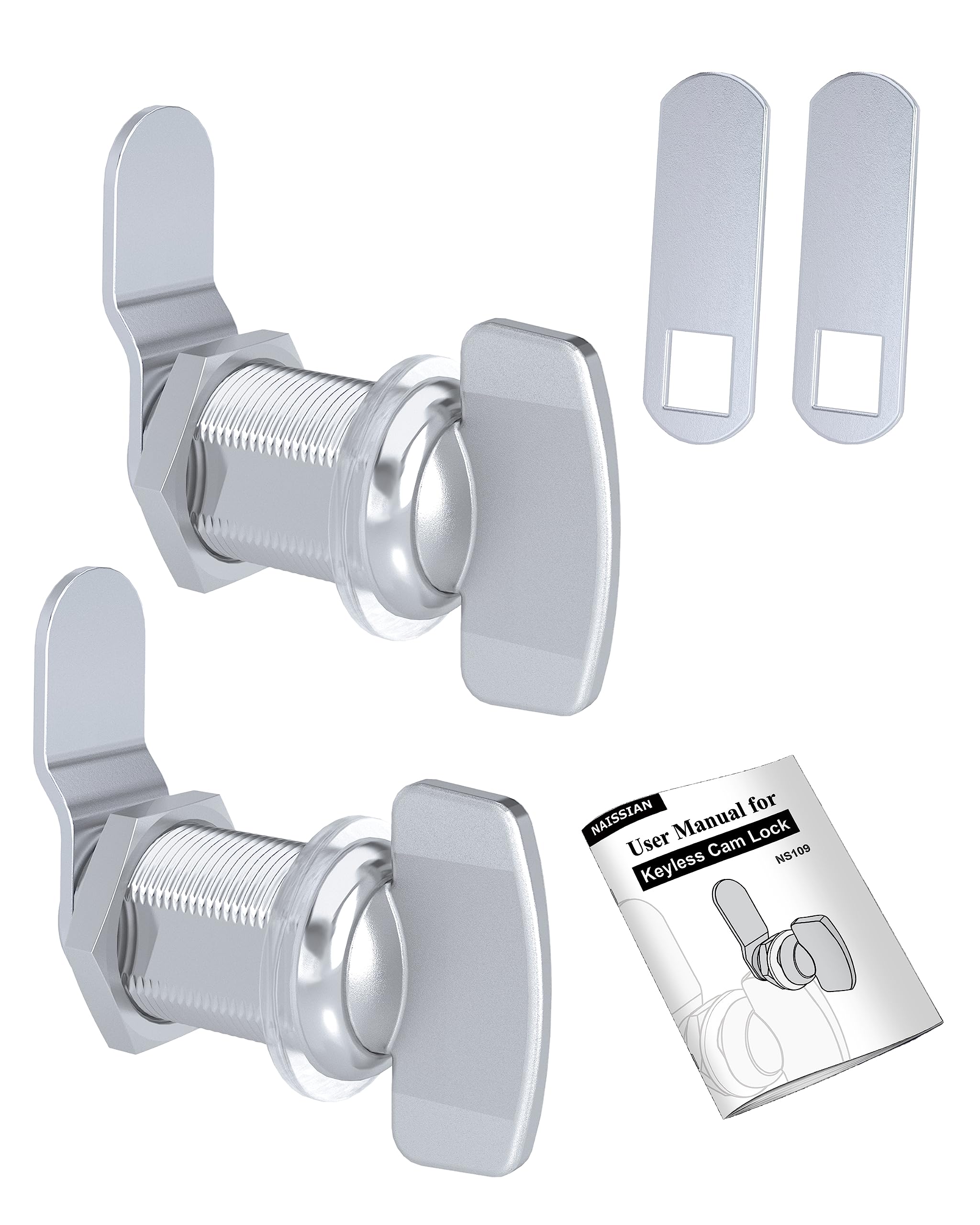 Keyless RV Thumb Cam Lock - 1-1/2 Inch Twist Operated Latch for Boat Storage, RV Compartment & Outdoor Shower - Secure Baggage Doors & Waterproof Enclosures (Pack of 2) - Perfect for Marine, Camping & Travel Security