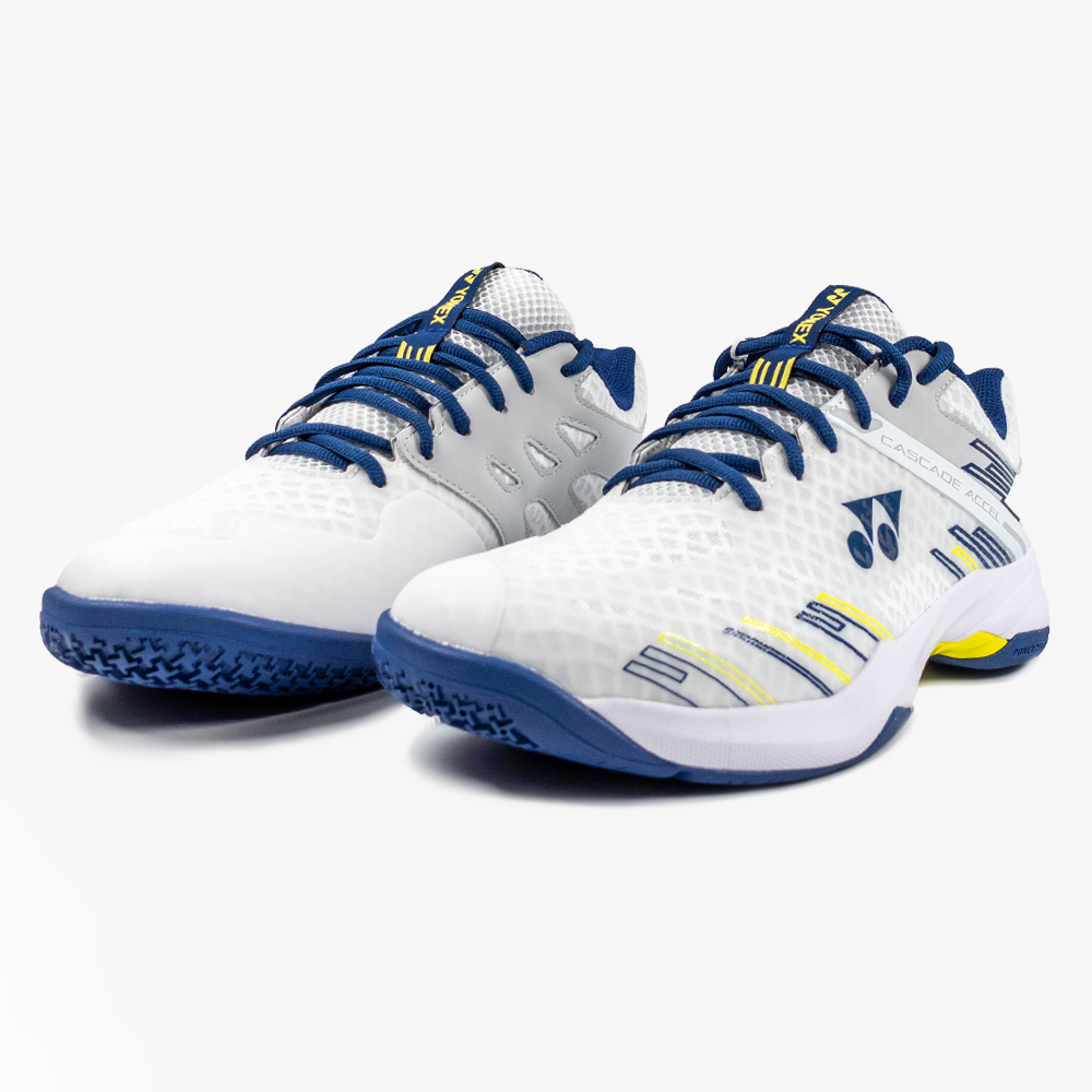 Yonex Cascade Accel Badminton Shoes - White/Navy - Lightweight & Breathable for Indoor Sports & Training