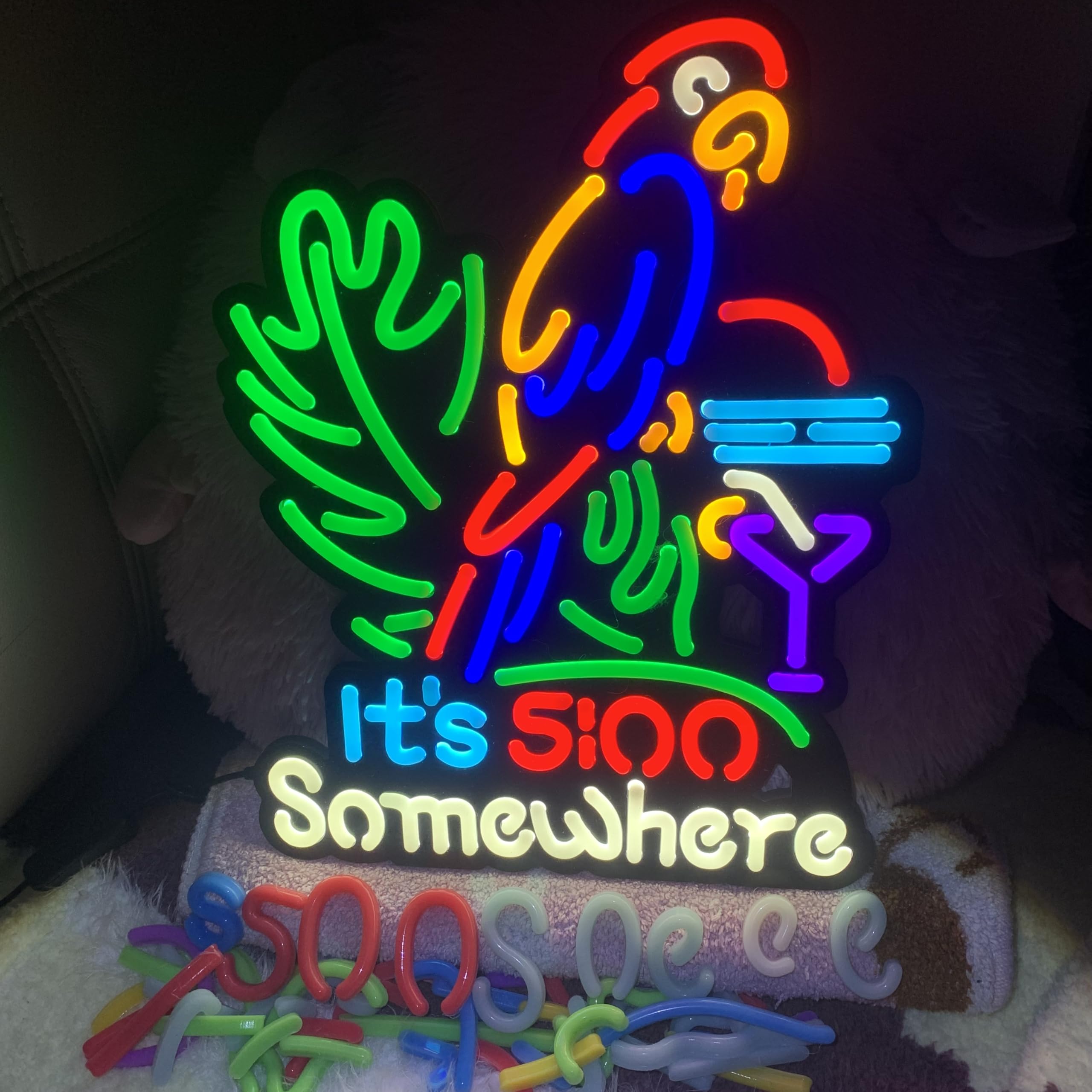 LDGJ 17×13 Inch 'It's 5 O'Clock Somewhere' Custom Neon Sign - Palm Tree Design for Home Bar, Pub & Recreation Room | LED Wall Decor for Bedroom, Cruise & Nautical Party | Perfect for Birthday Gifts & Tropical Themed Events
