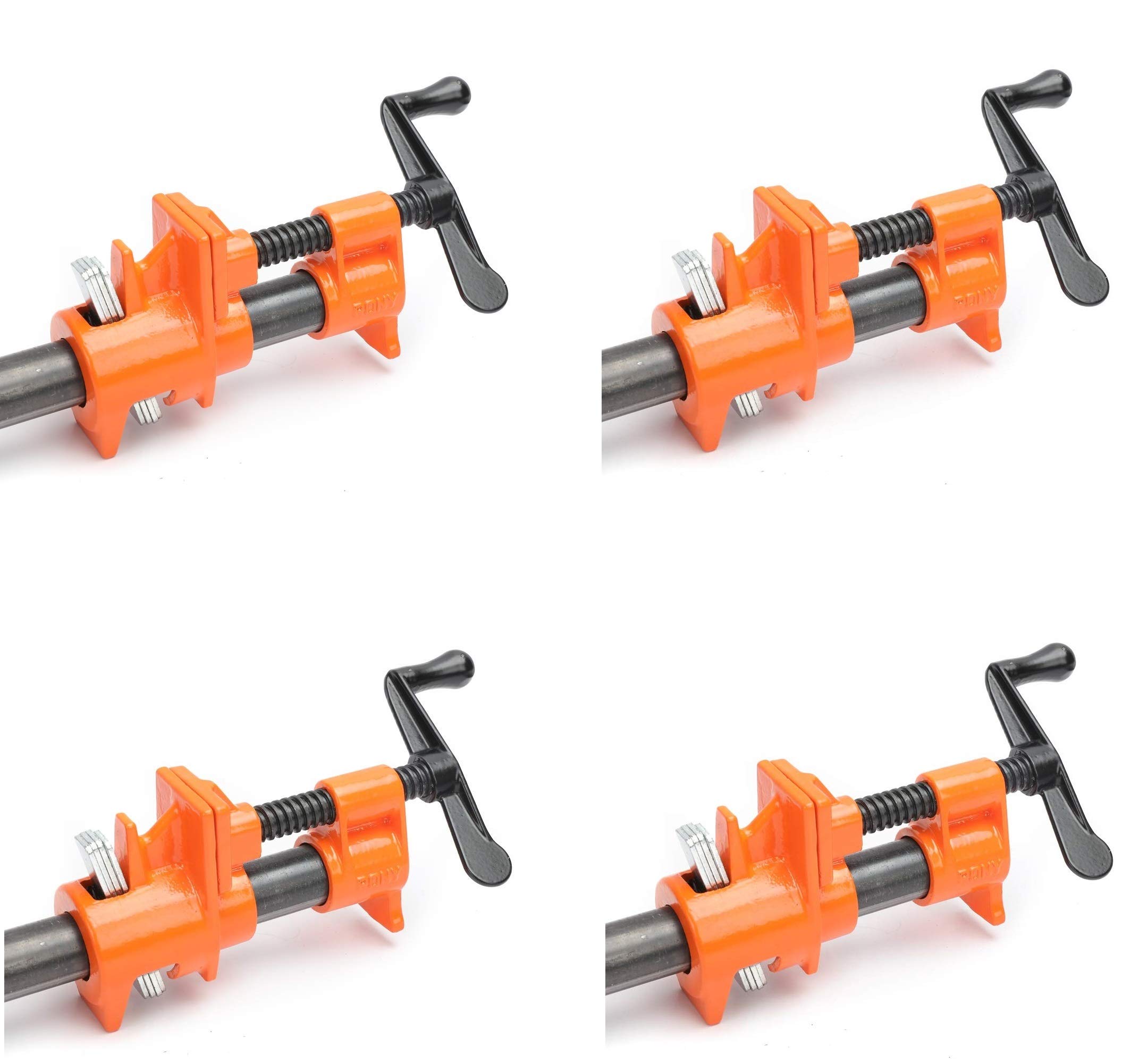 Pony 50 Pipe Clamp - 4 Pack Heavy Duty 3/4-Inch Black Pipe Fixtures for Plumbing, Woodworking & DIY Projects | Secure Pipe Connections for Furniture Building, Home Repairs & Construction