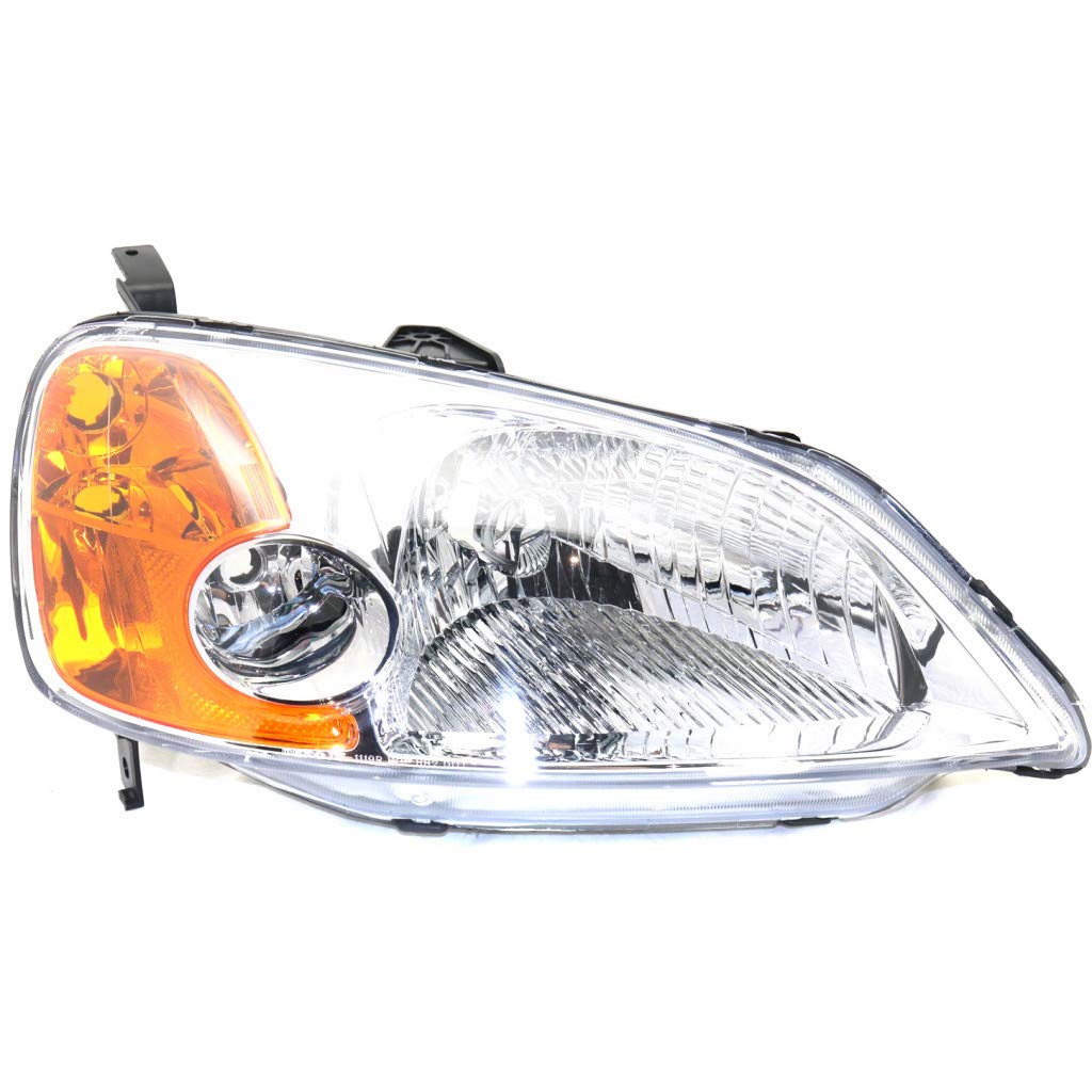 2001-2003 Honda Civic Passenger Side Headlight Assembly - CAPA Certified Replacement for HO2503116 & 33101S5AA01 - Perfect for Night Driving & Auto Restoration Projects
