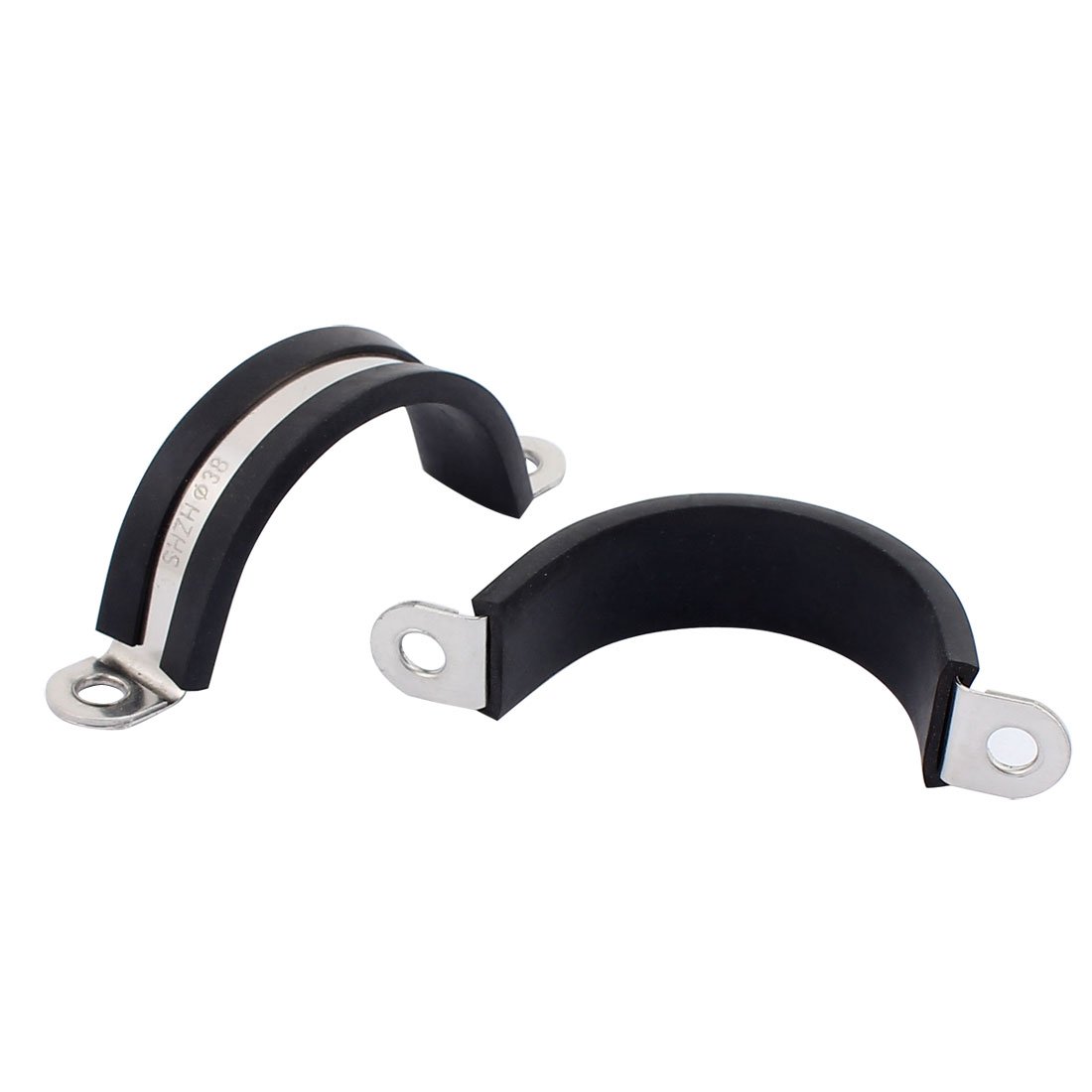 2Pcs 38mm Diameter Rubber Lined U-Shaped Stainless Steel Hose Pipe Clamps - Heavy Duty Cable Clips for Plumbing, Automotive & Marine Applications - Perfect for Securing Hoses, Pipes & Cables in Wet or High-Pressure Environments
