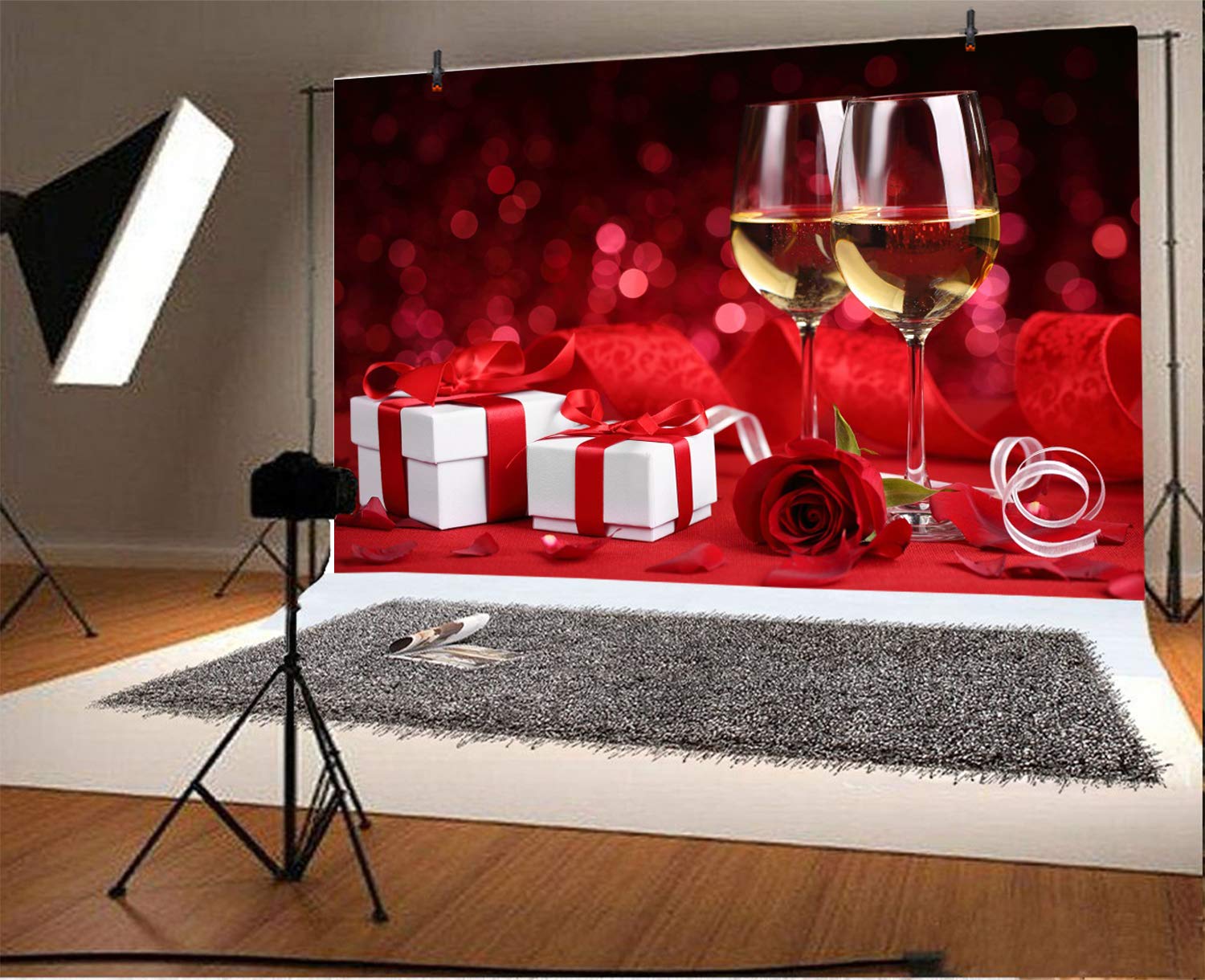 Yeele 5x3ft Valentine's Day Photography Backdrop - Romantic Wine Themed Background for Photo Booth, Wedding Anniversary, Couple Photos & Party Decor - Perfect for Studio Shoots, Surprise Proposals & February 14 Celebrations