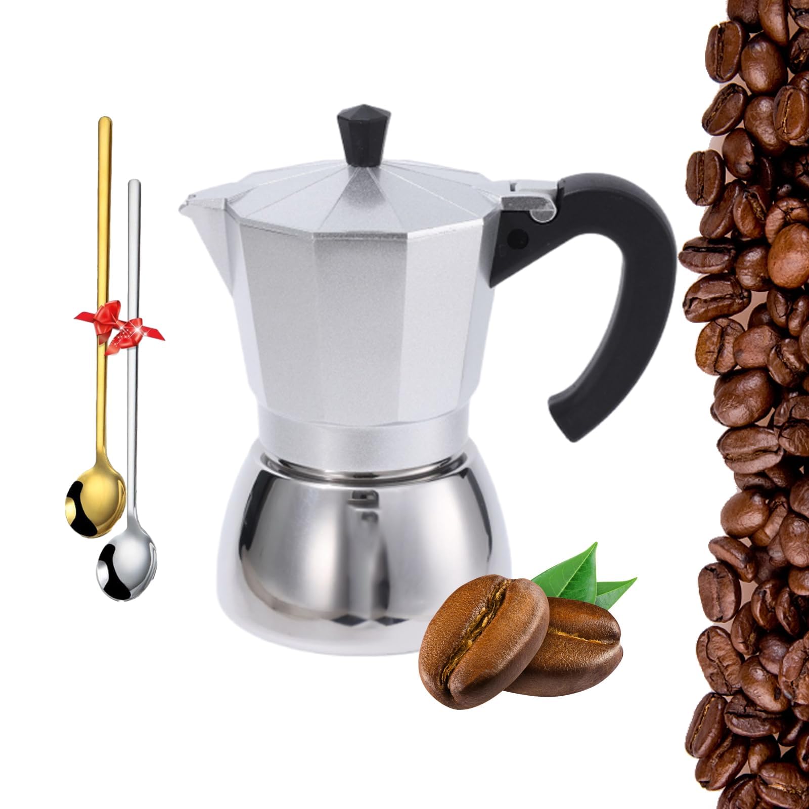 Cafevello Stainless Steel Moka Pot - 6 Cup Espresso Maker for Home & Office