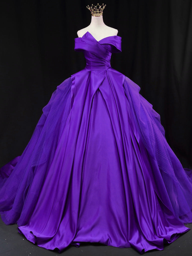 Elegant Off Shoulder Tulle Satin Blue Long Prom Gown - Formal Evening Dress for Women | Perfect for Prom Night, Homecoming, Wedding & Special Occasions