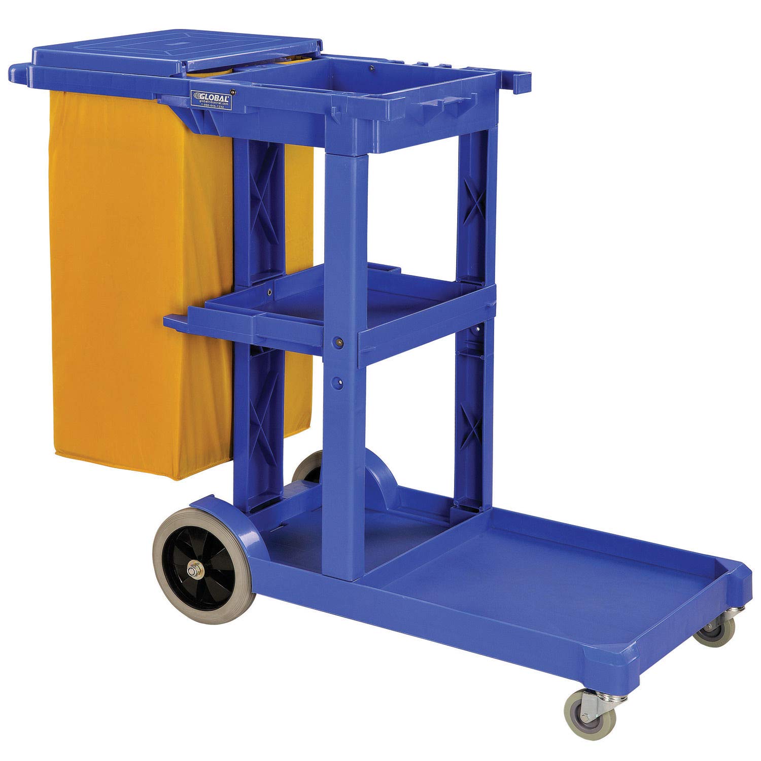 Global Industrial Janitor Cart - Heavy Duty Cleaning Cart with 25 Gallon Vinyl Bag for Office, School & Hospital Cleaning Supplies Organization