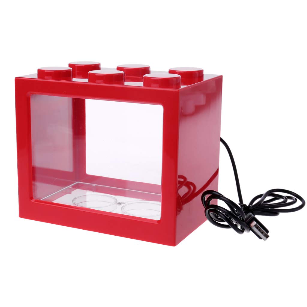 Mini USB Aquarium Fish Tank with LED Light - Portable Betta Fish Tank Cylinder for Home, Office, or Desktop Decoration