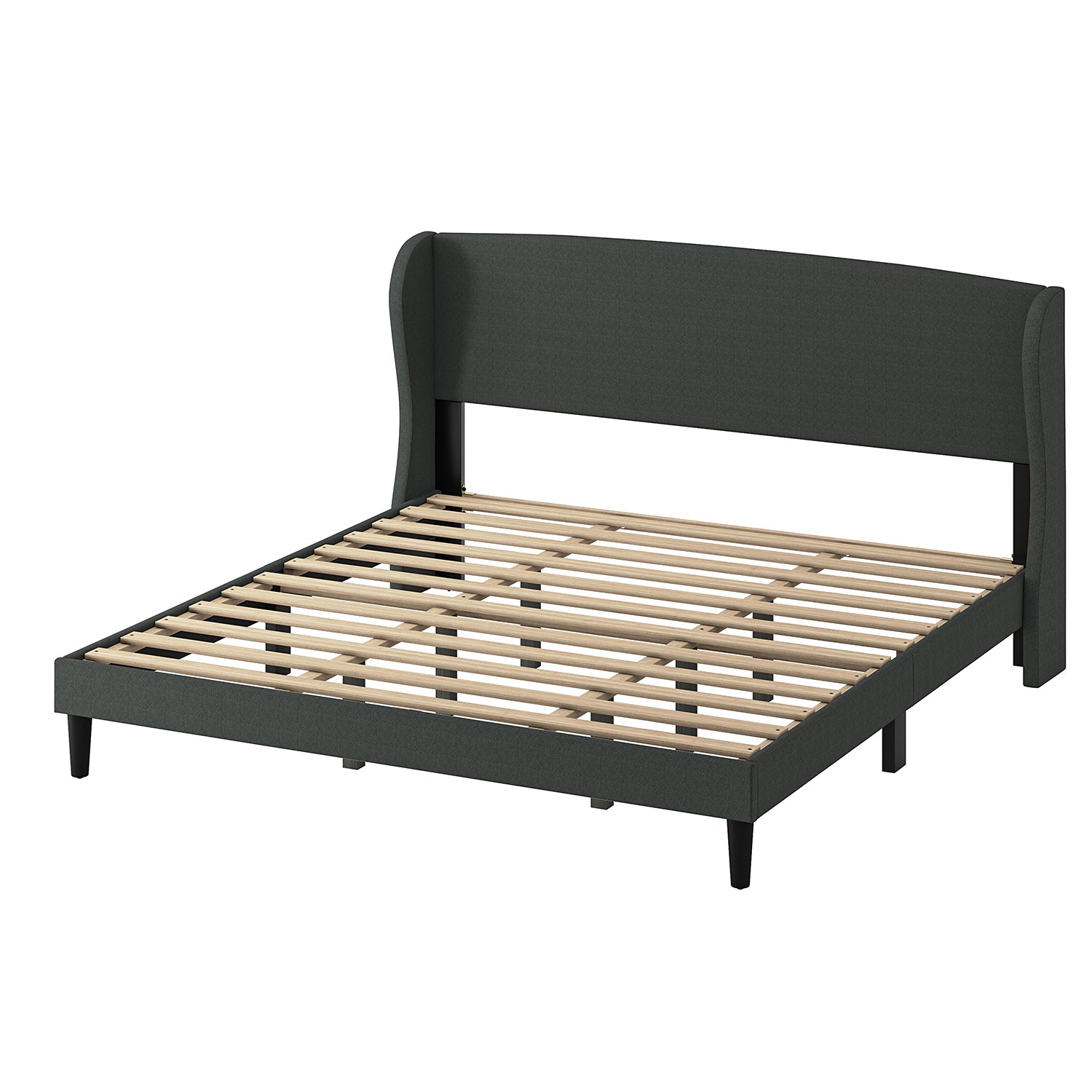 Baotist Upholstered Wingback Platform Bed Frame - Queen Size Modern Bedroom Furniture for Master Bedroom, Guest Room & Apartment