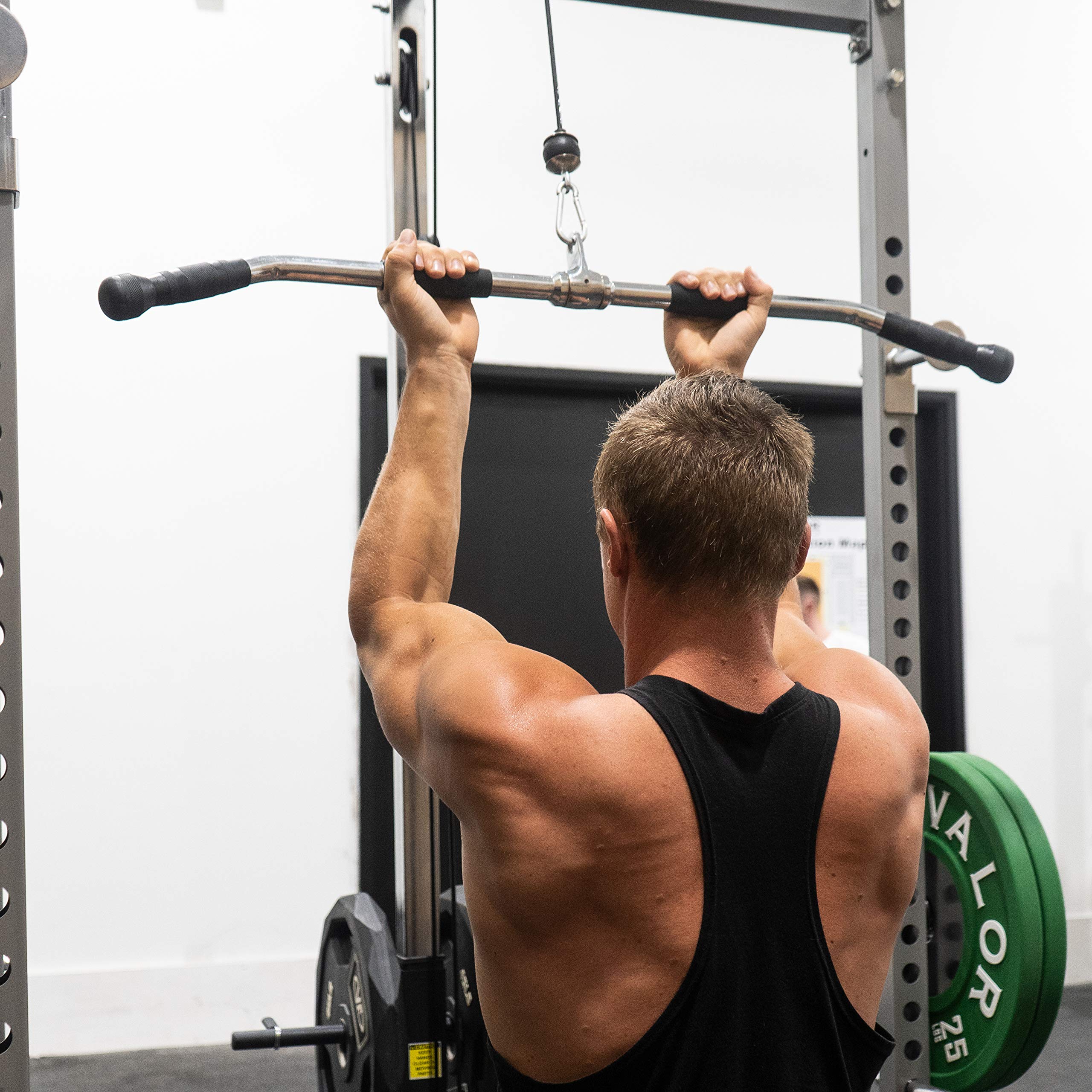 Valor Fitness MB LAT Pull Bar with Rotating Swivels - Heavy Duty Cable Machine Attachment for Home & Gym Workouts - Perfect for Lat Pulldowns, Rows & Back Exercises