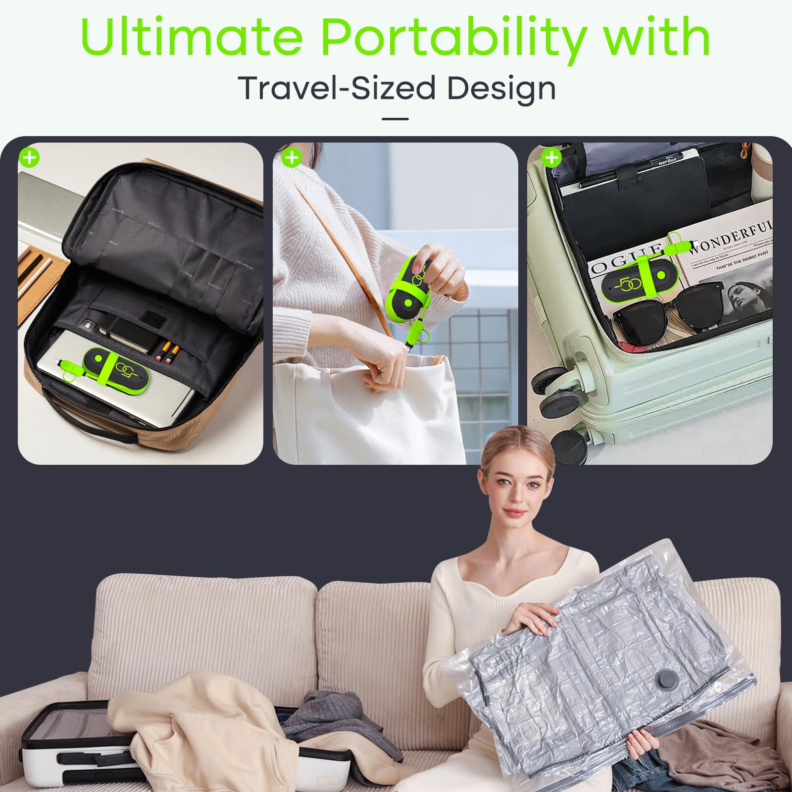 15 Pack USB Electric Pump Travel Vacuum Storage Bags - Space Saving Compression Packing Bags for Luggage & Suitcase (Carry-on Size) | Perfect for Travel, Clothes Organization & Seasonal Storage