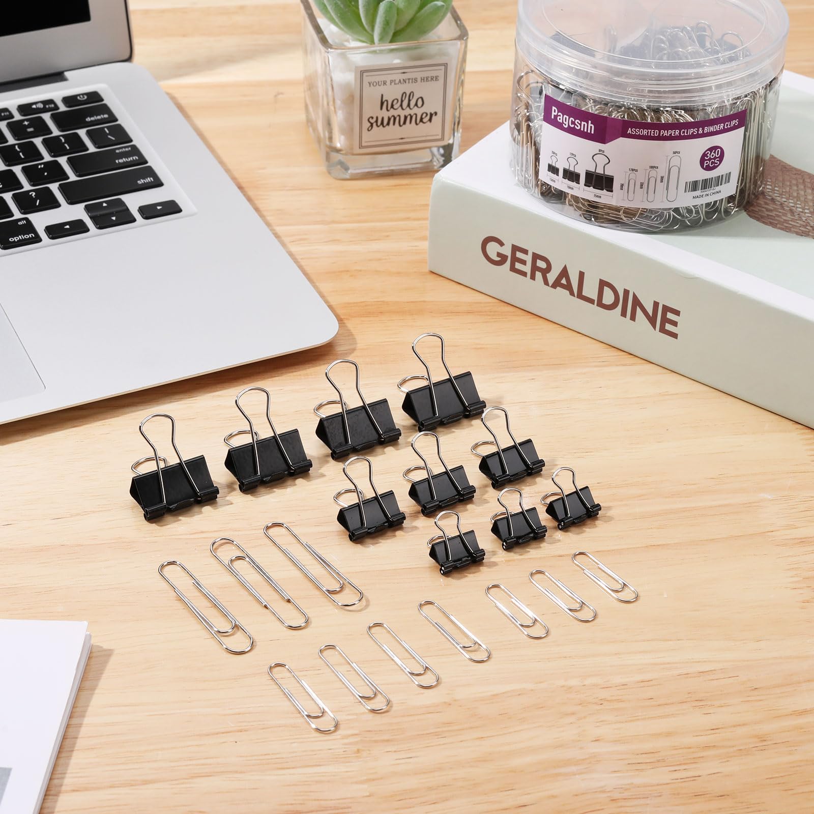 360 Pcs Binder Clips & Paper Clips Set - Assorted Sizes with Storage Container (Silver & Black) | Heavy Duty Office Supplies for Organizing Documents | Perfect for Office, Home, School & Craft Projects