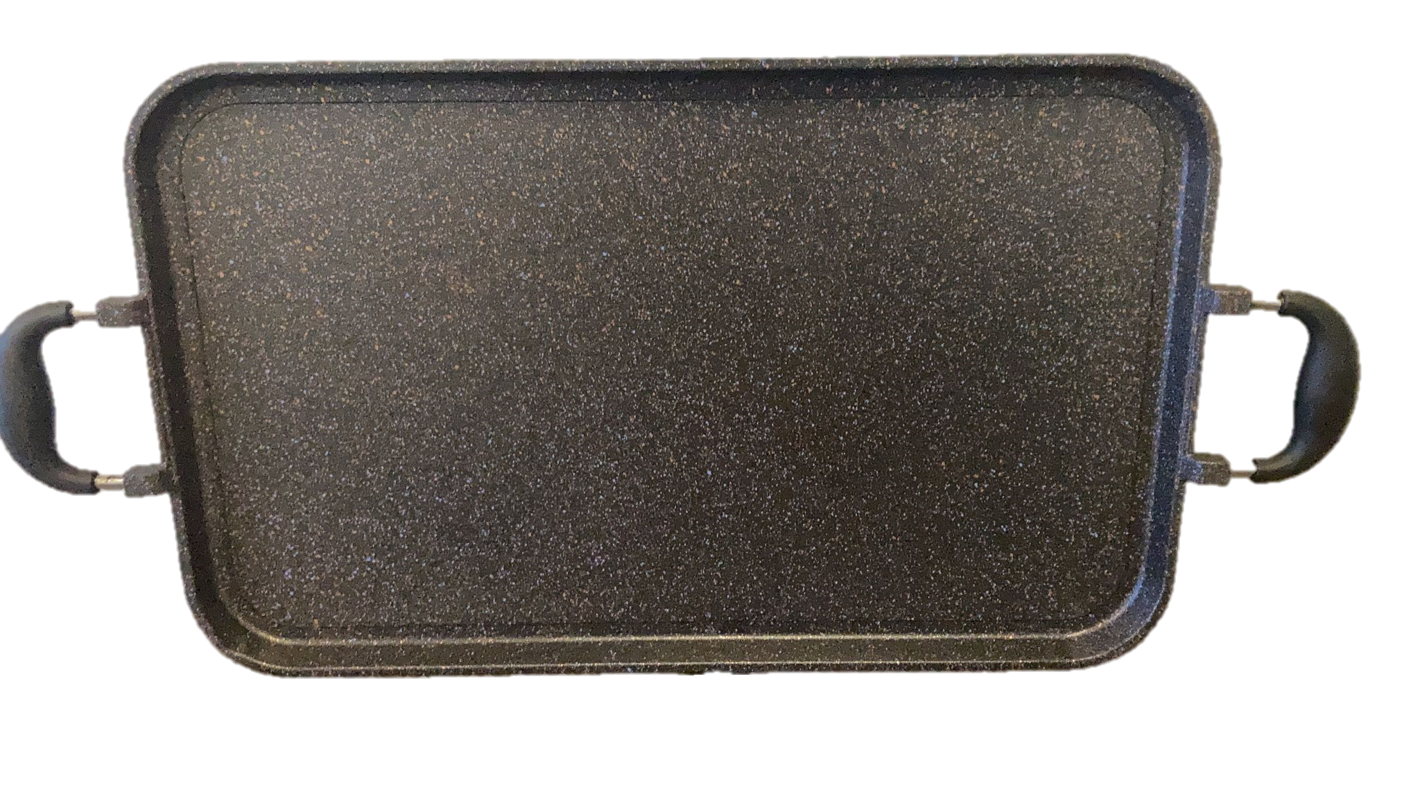 NEWARE Cast Thick Aluminum Marble Double Griddle 19x11.5 Inch - Heavy Duty Grill Pan for Gas Stoves, Perfect for Outdoor Camping & Backyard BBQ Cooking