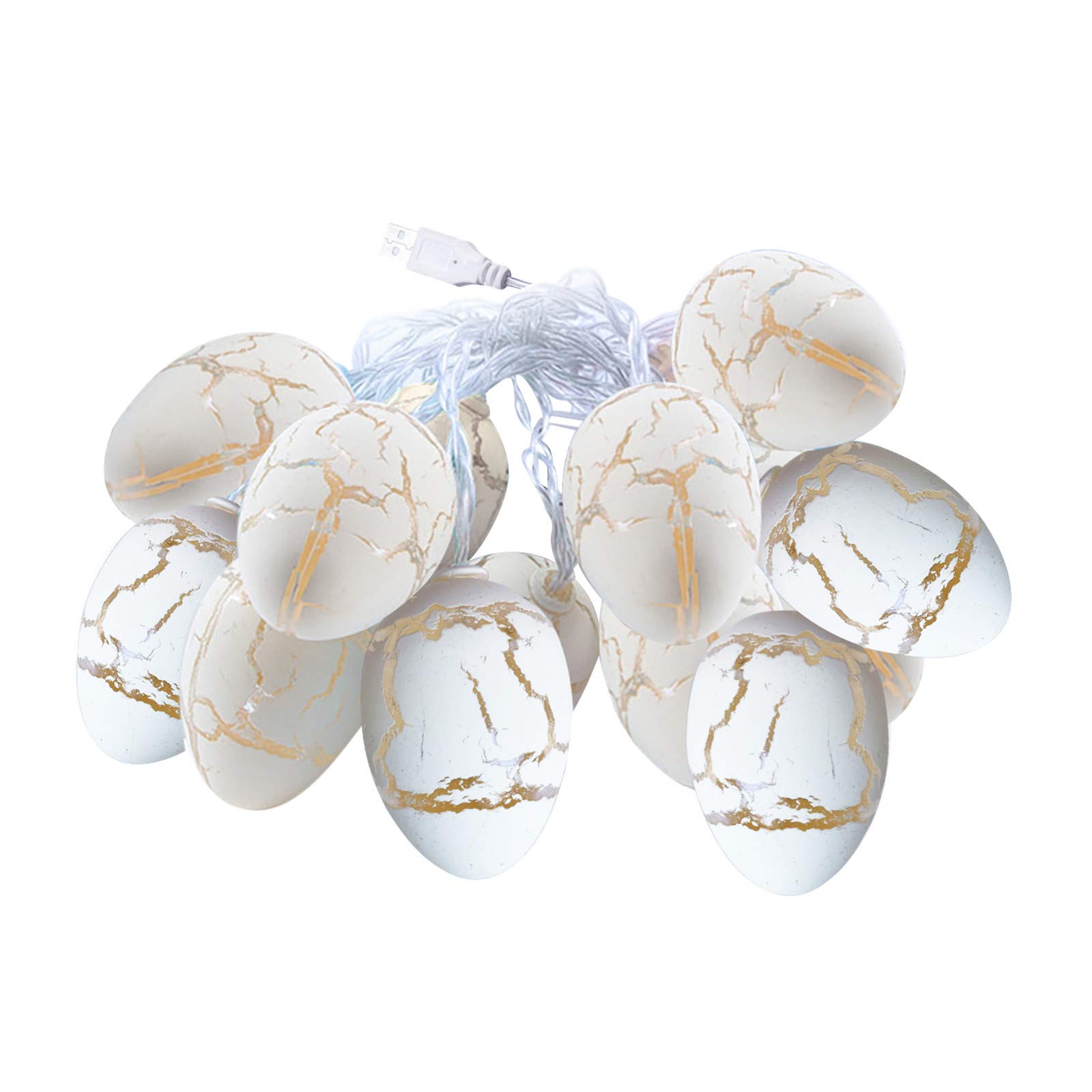 3#OW Easter Eggs Wire String Lights - Battery Operated USB Fairy Lights for Home Decor, Party, Wedding, Garden & Outdoor Lighting - 20ft 50LED Warm White Decorative Lights