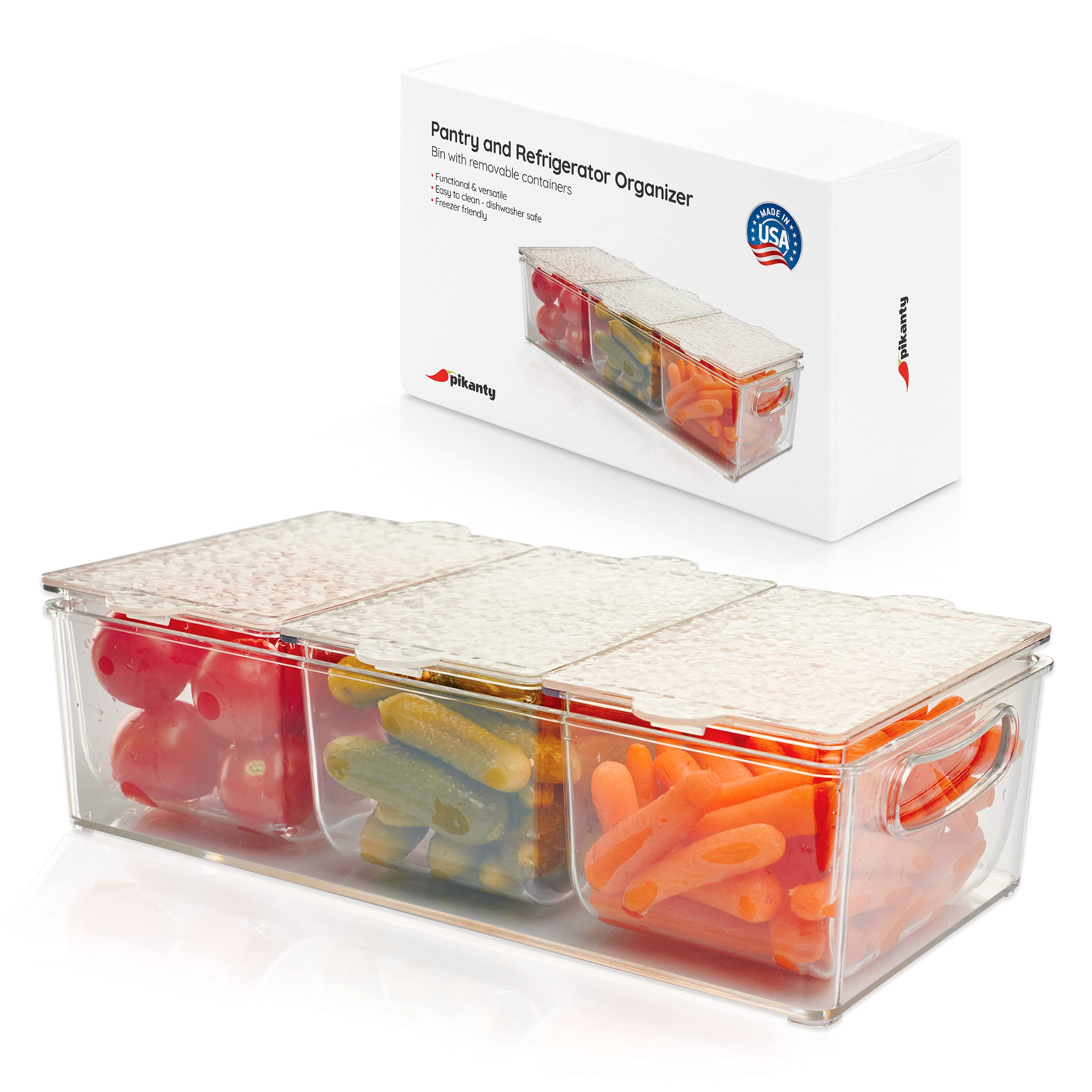 3-Piece Condiment Server Set with Removable Containers & Lids | Perfect for Parties, BBQs, Picnics & Entertaining | Dishwasher Safe | Made in USA | Great for Dining Tables, Outdoor Gatherings & Kitchen Organization