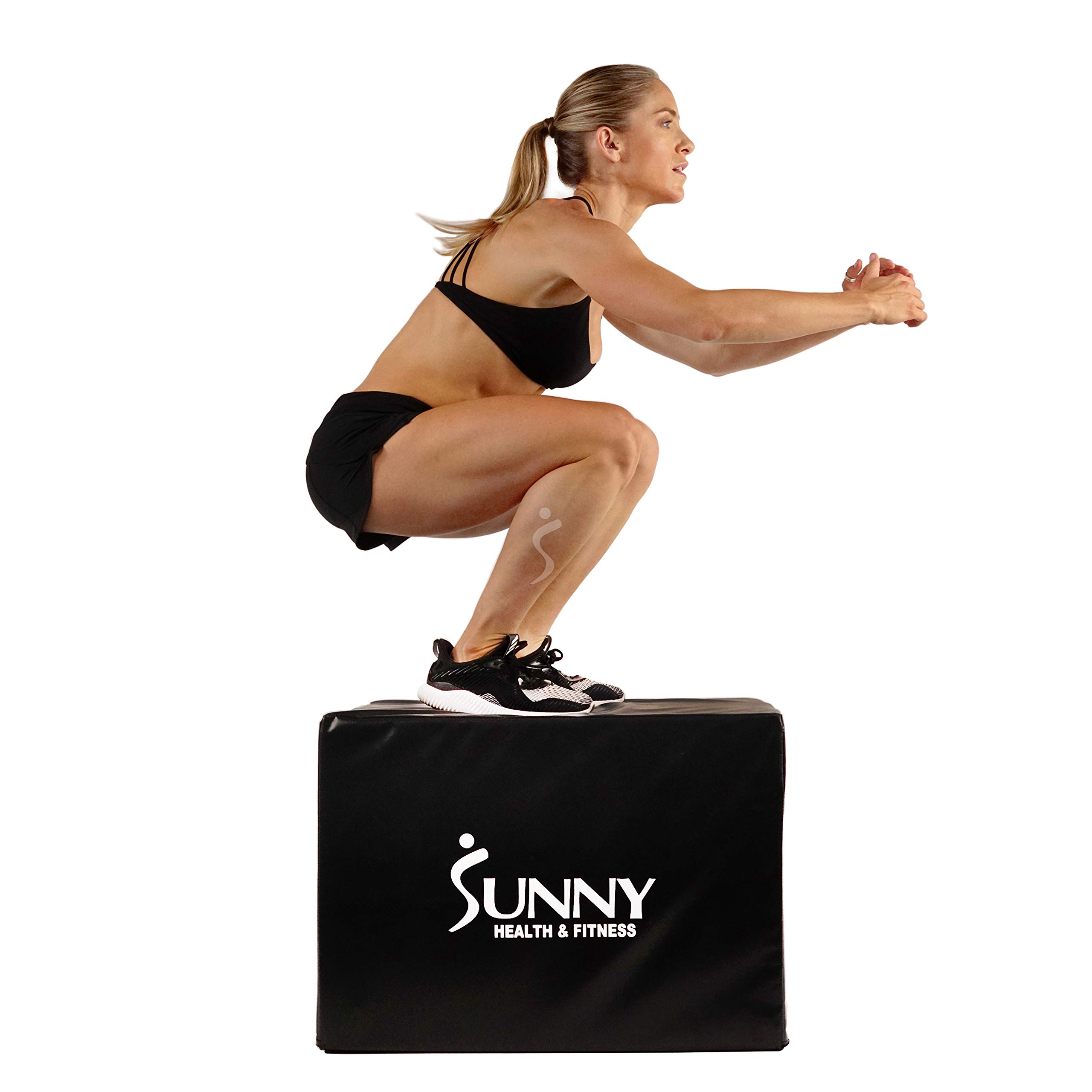 Sunny Health & Fitness Adjustable Height Foam Plyo Box - 3-Level Weight Capacity for CrossFit, Home Gym & Functional Training - Perfect for Box Jumps, Step-Ups & Strength Exercises