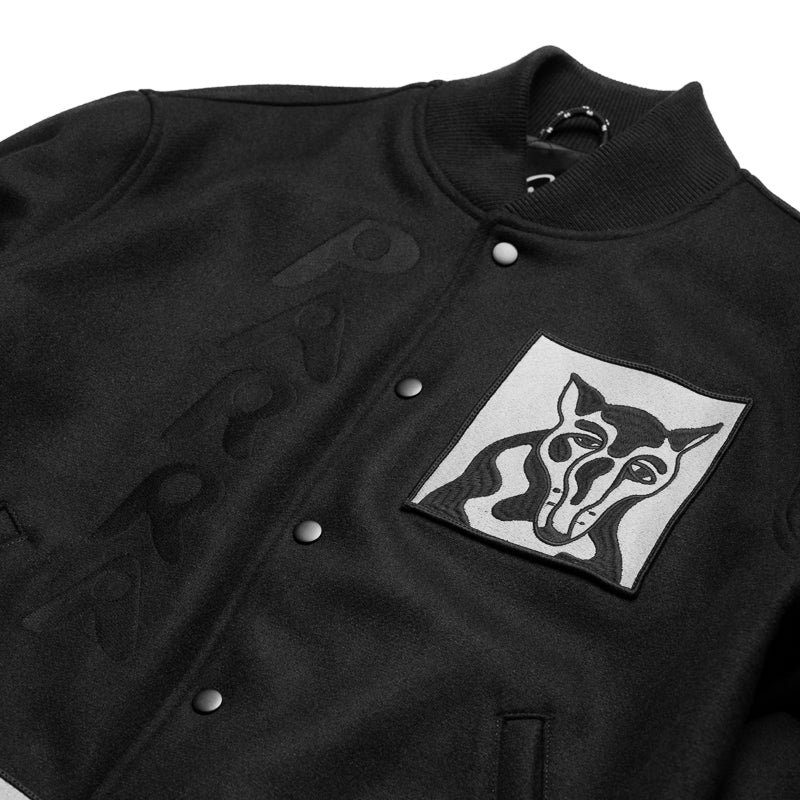 Parra Dog Faced Varsity Jacket - Black | Vintage-Inspired Baseball Jacket for Men & Women | Perfect for Streetwear, Casual Outfits & Skate Style