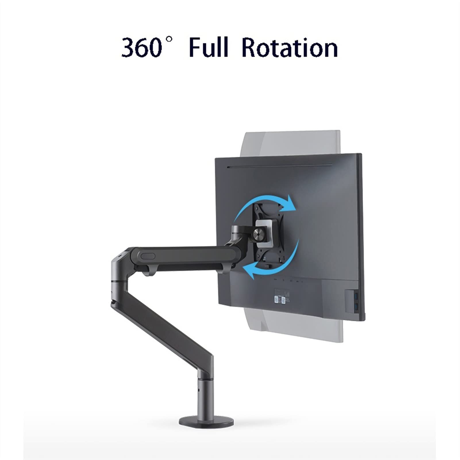 Adjustable Gas Spring Monitor Arm Stand for 17-32 Inch LCD LED Screens - Silver Gray Aluminum Single Monitor Mount Bracket - Perfect for Home Office, Gaming Setup & Workspace Ergonomics