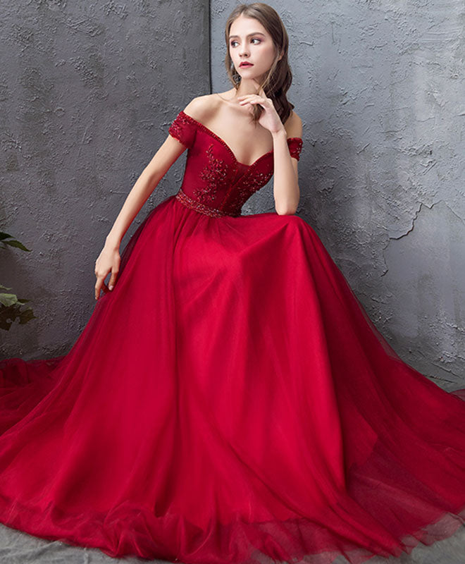 Elegant Burgundy Sweetheart Off-Shoulder Long Prom Dress for Women | Formal Evening Gown for Homecoming, Wedding, and Special Occasions