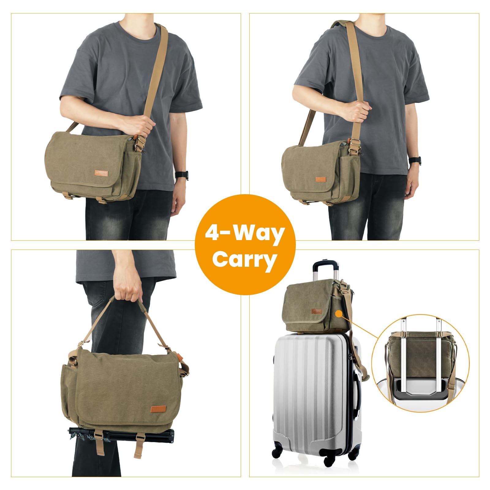 Vintage TARION Canvas DSLR Camera Bag - Crossbody Messenger Shoulder Bag for Photographers, Travel & Everyday Use (Model RS-01)