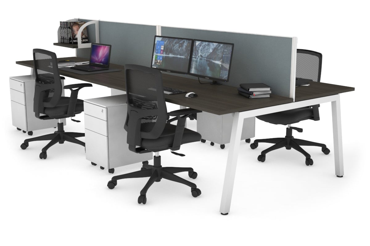 Quadro 4-Person Office Workstation Desk - 1200L x 700W Dimensions - Perfect for Team Collaboration, Open Office Spaces & Coworking Environments