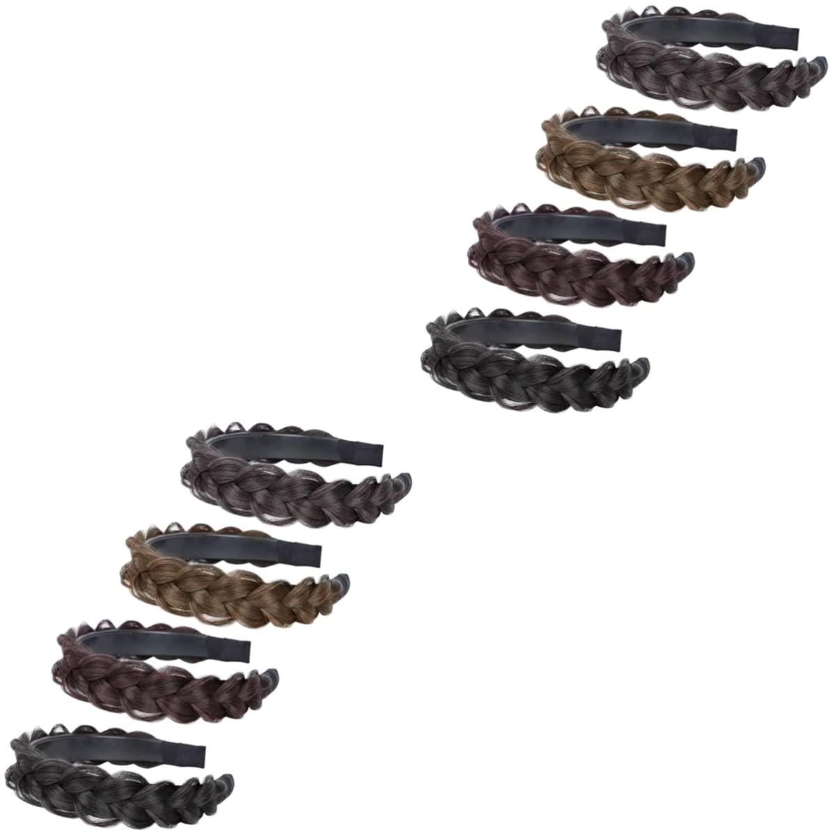 LALAFINA 8 Pcs Wig Twist Headband - Toothed Hair Bands for Women & Girls, Banana Hair Claw Clips, Pink Wide Headbands, Brown Wig Tiara Comb - Perfect for Braiding, Styling, and Securing Wigs (Matte Finish)