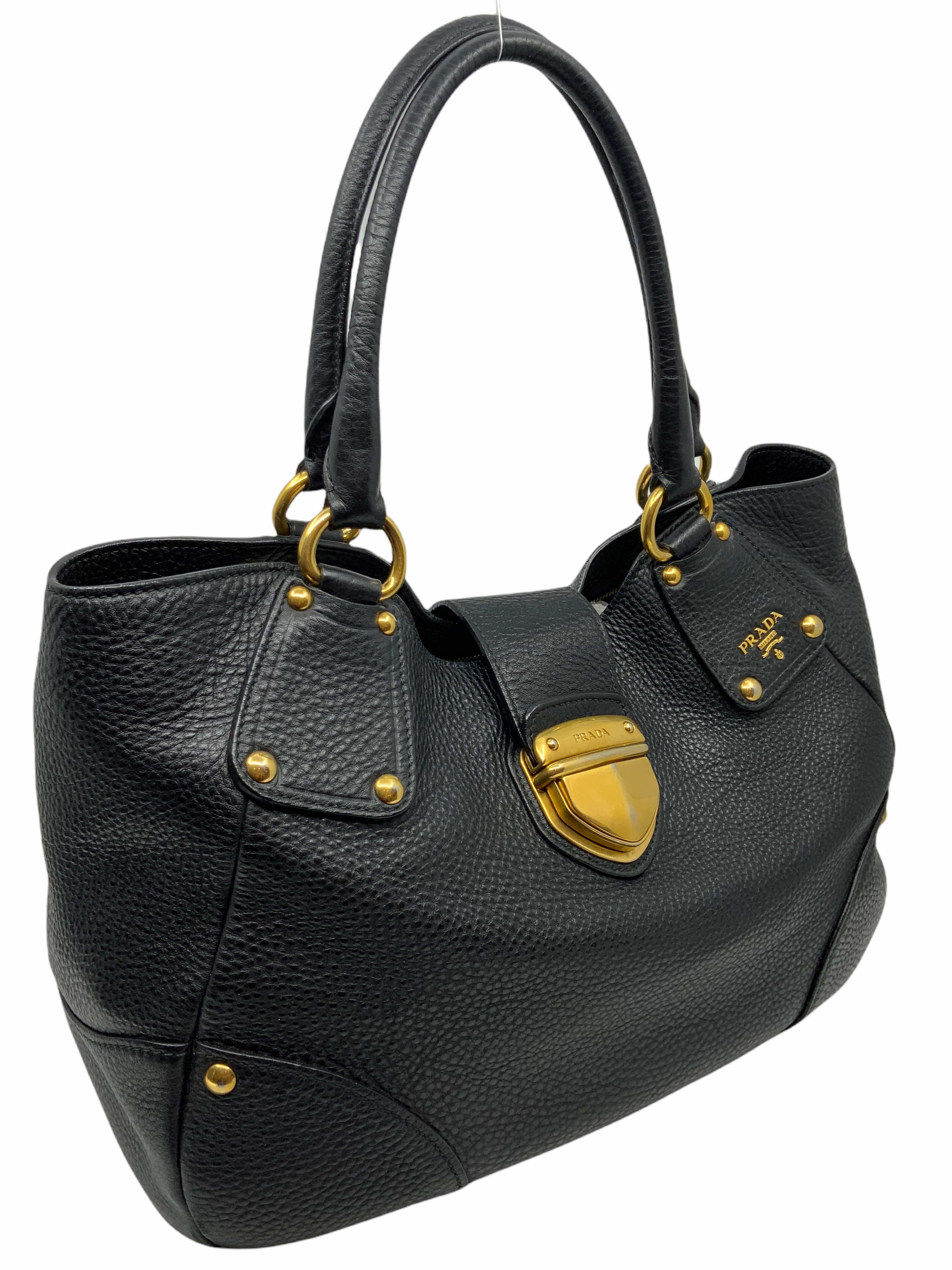 Prada Vitello Daino Leather Top Handle Tote Bag for Women | Luxury Designer Handbag for Work, Travel & Everyday Use