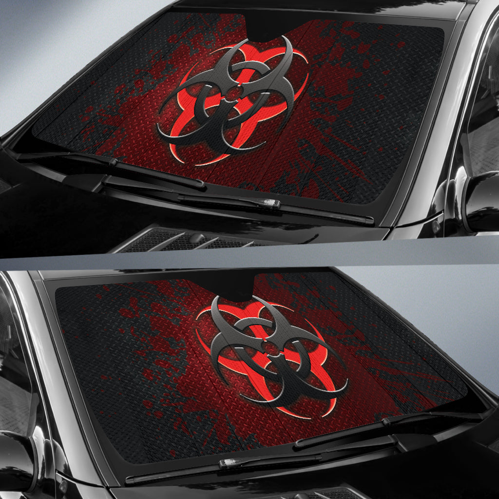 Biohazard Red Grunge Color Splash Car Sun Shade - UV Protection & Heat Blocking Auto Window Cover for Sedan, SUV, Truck - Perfect for Summer Parking & Road Trips