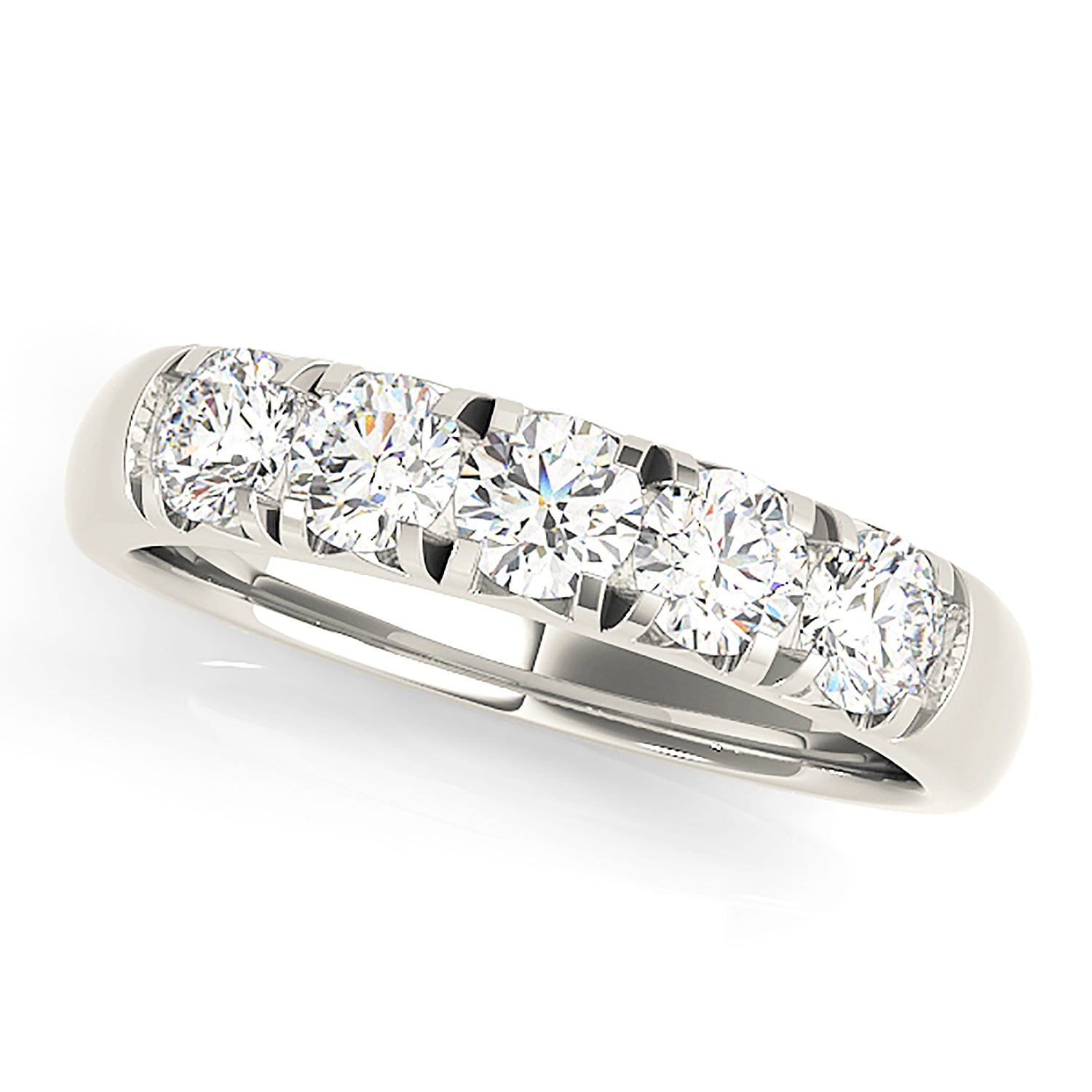 1.00 Carat Round Diamond Wedding Band - 5 Stone Anniversary Ring for Women - Elegant Bridal Jewelry for Engagement, Proposal & Special Occasions