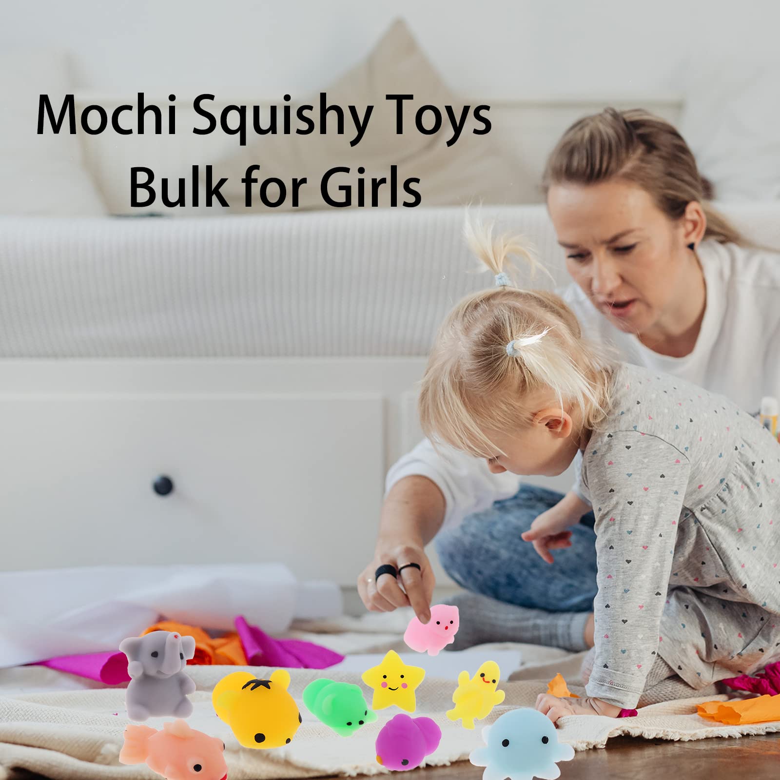Bingcute 72 PCS Mochi Squishy Toys - Kawaii Squishy Animals for Kids, Party Favors, Classroom Prizes, Easter Basket Fillers & Stress Relief - Bulk Squishies for Sensory Play, Pinata Stuffers & Fidget Toys