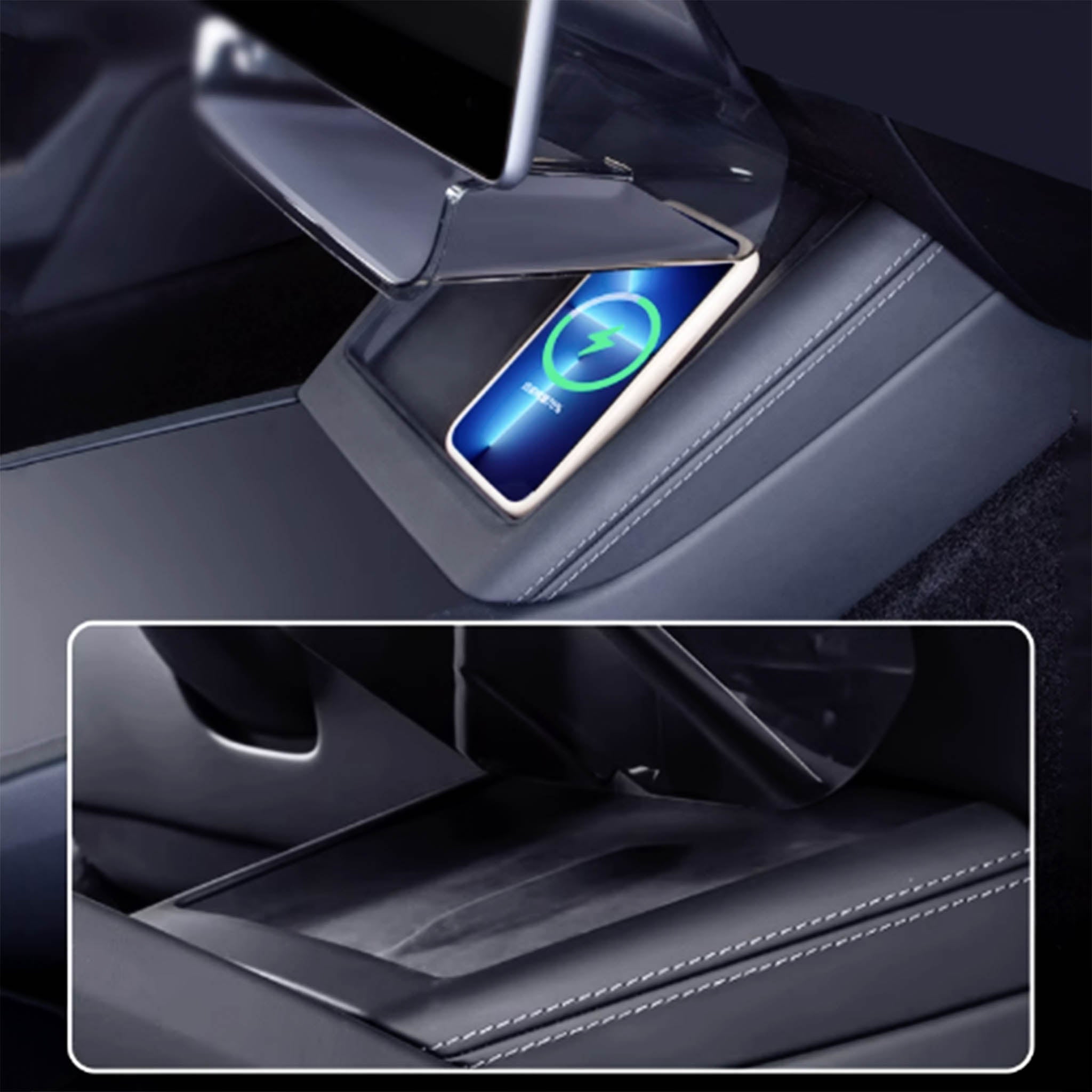 Non-Slip Compact Under Screen Storage Organizer for Tesla Model 3 & Y (2017-2025) - Perfect for Phone, Wallet & Accessories Storage While Driving