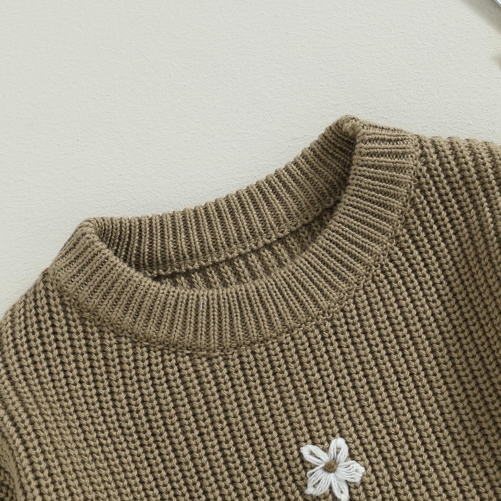 YOKJZJD Chunky Knit Baby Sweater for Girls - Floral Warm Long Sleeve T-Shirt for Newborn Toddler | Cozy Fall Winter Knitted Clothes for Playdates & Family Photos